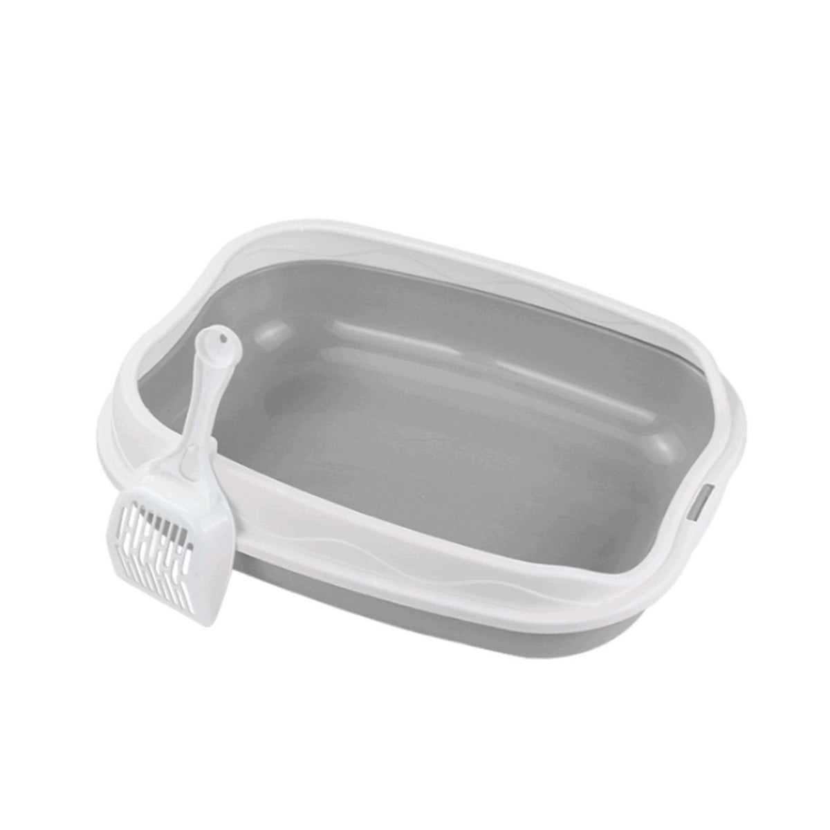 Cat Litter Tray Open Top PP Material Detachable Sand Container Semi gray