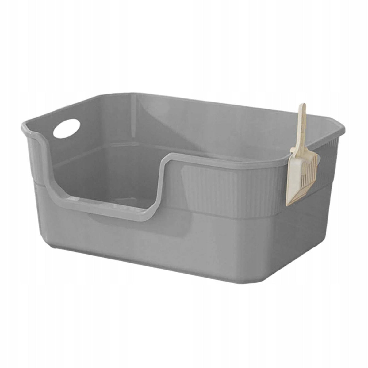 Cat Litter Tray Open Top Sifting Pet Litter Box with High Sides Semi gray Packaging status original