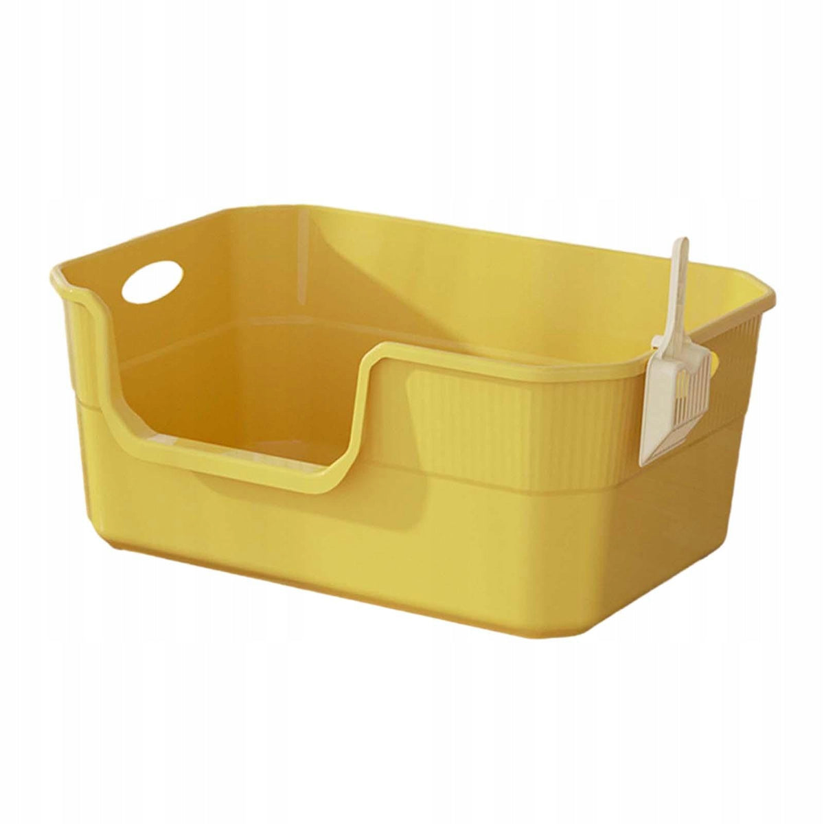 Cat Litter Tray Open Top Sifting Pet Litter Box with High Sides Semi yellow Packaging status original