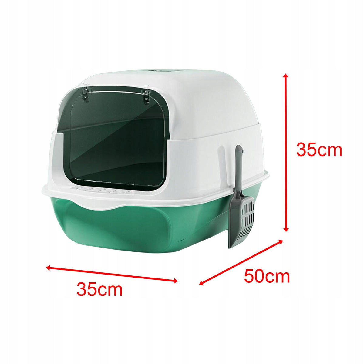 Cat Litter Tray PP Material Enclosed Litter Box with Lid Hooded Large Green Packaging status original