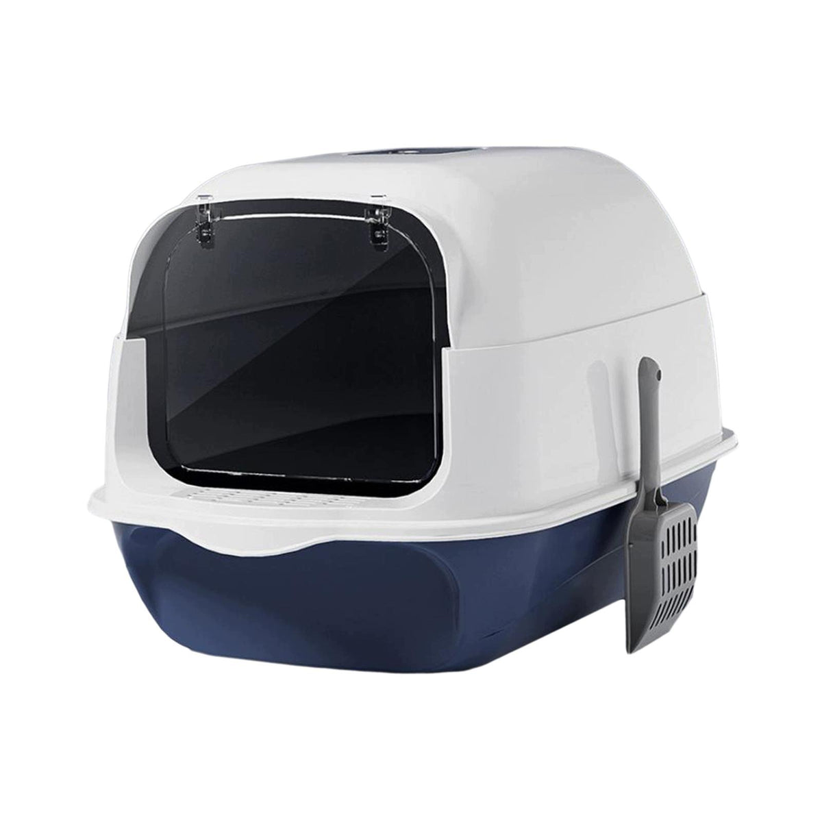 Cat Litter Tray PP Material Hooded Cat Box with Lid Large Enclosed Blue