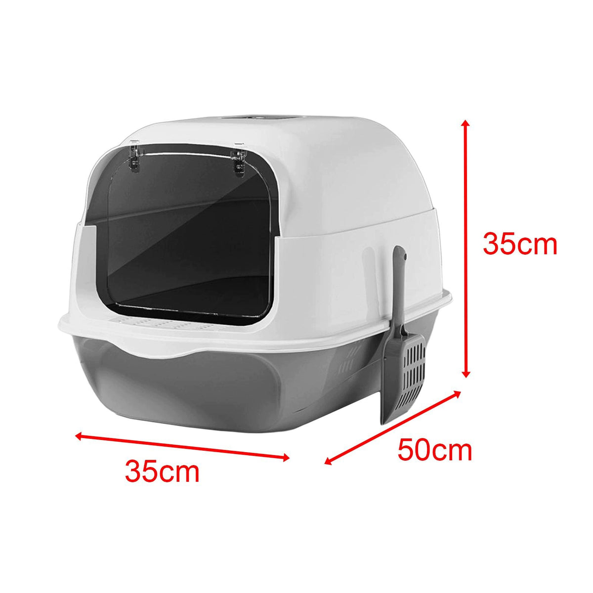 Cat Litter Tray PP Material Hooded Cat Box with Lid Large Enclosed Gray Packaging status original