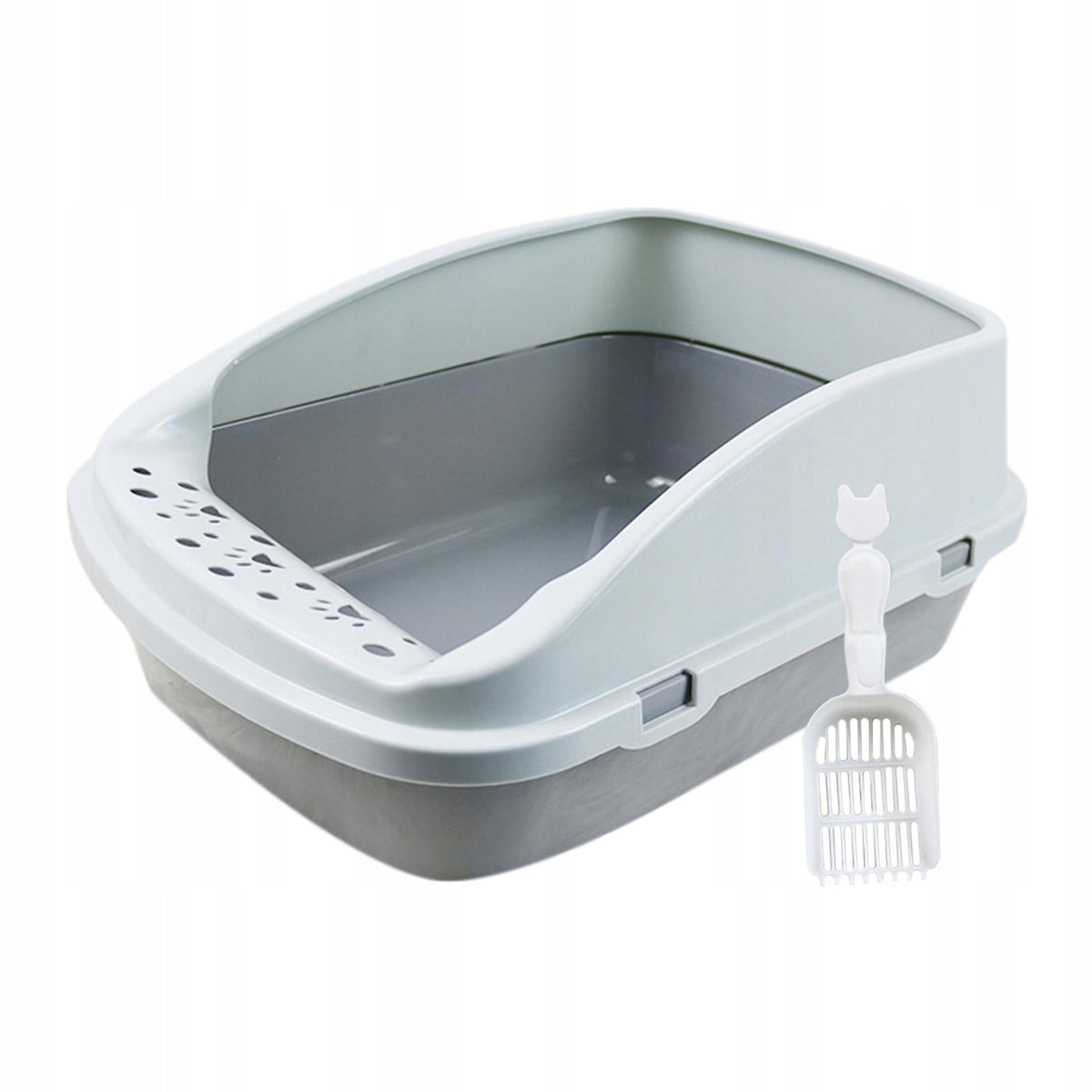 Cat Litter Tray Portable with High Side Cat Litter Container Cat Gray