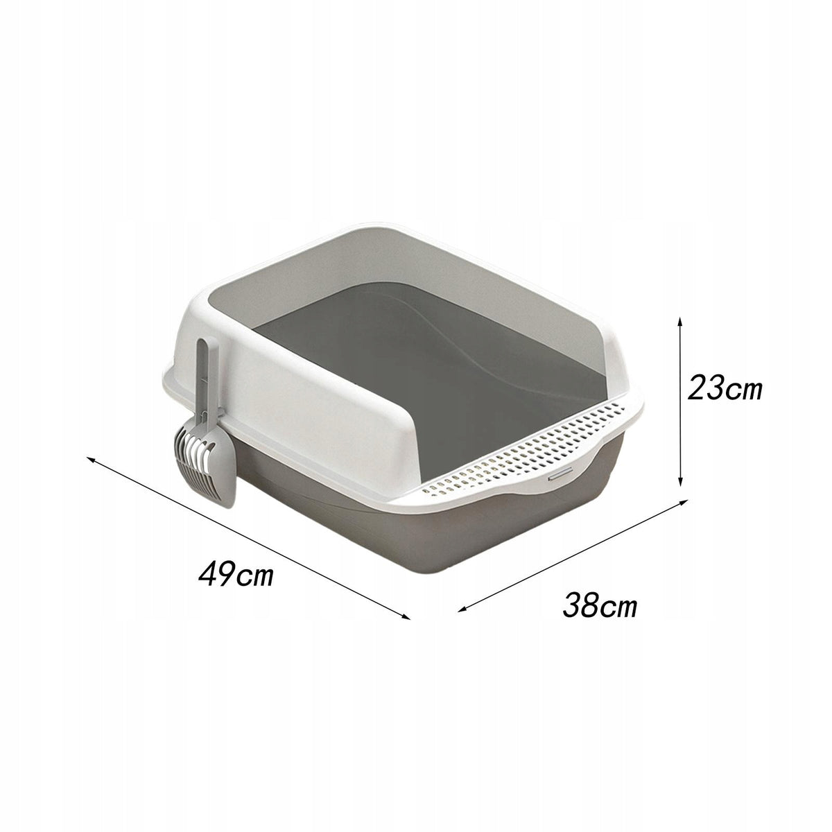Cat Litter Tray Removable Litter Box High Sided Semi Enclosed Toilet Gray Packaging status original
