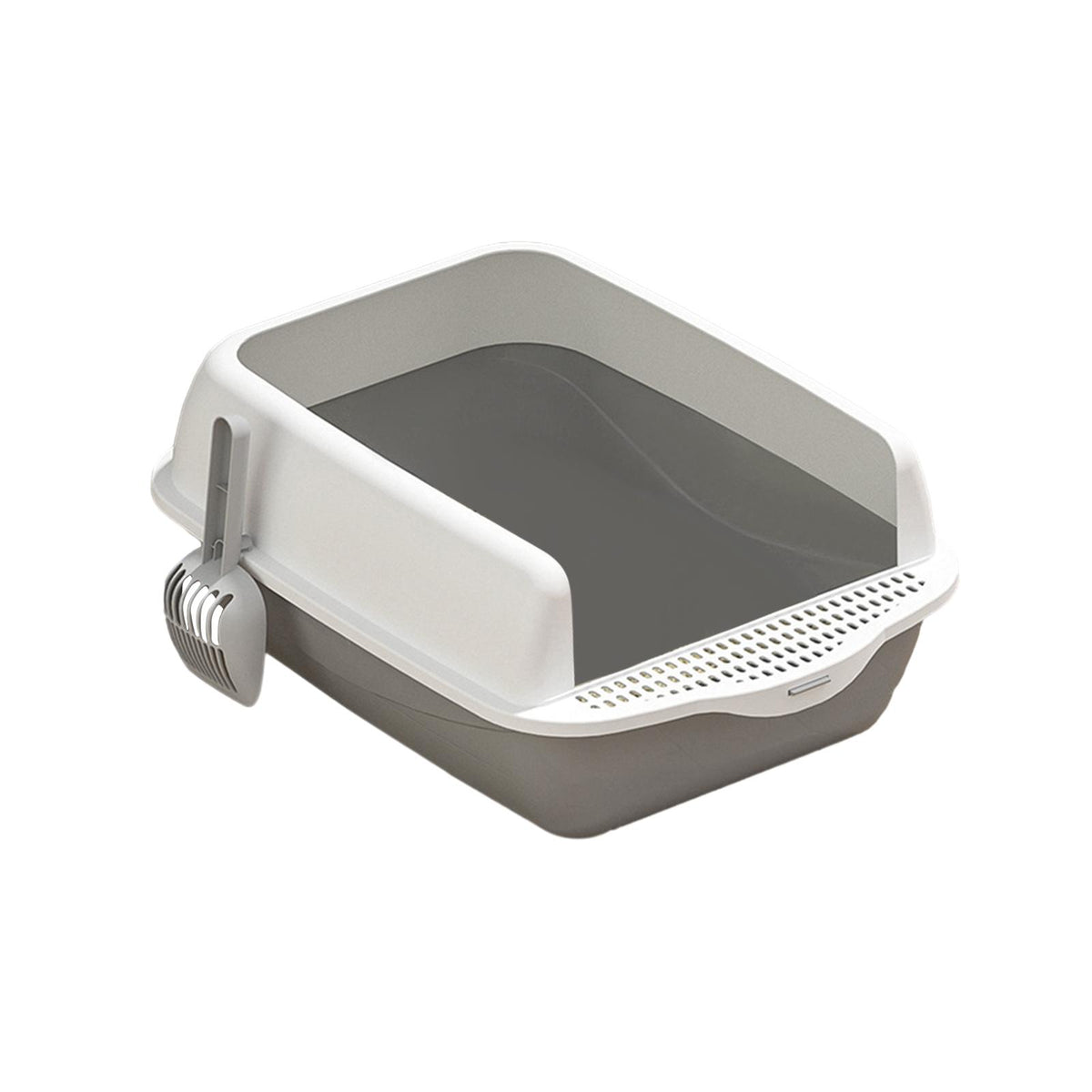 Cat Litter Tray Removable Litter Box High Sided Semi Enclosed Toilet Gray