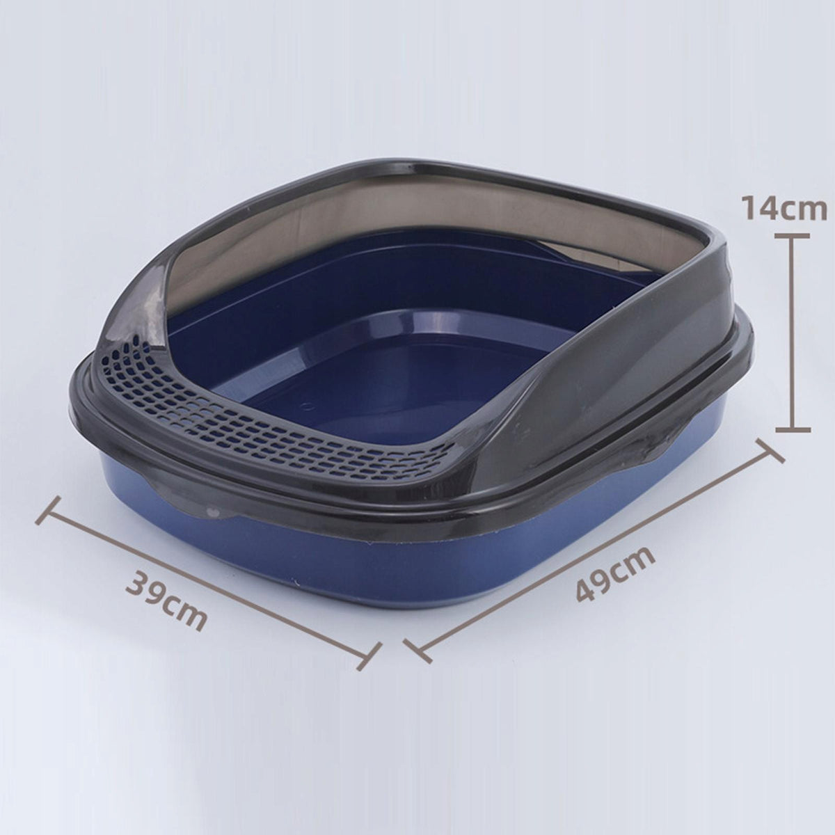 Cat Litter Tray Semi Enclosed Cat Litter Box with High Dark blue large Packaging status original
