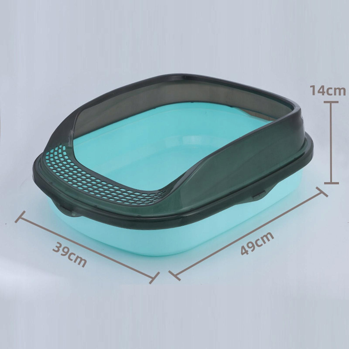 Cat Litter Tray Semi Enclosed Cat Litter Box with High light blue large Packaging status original