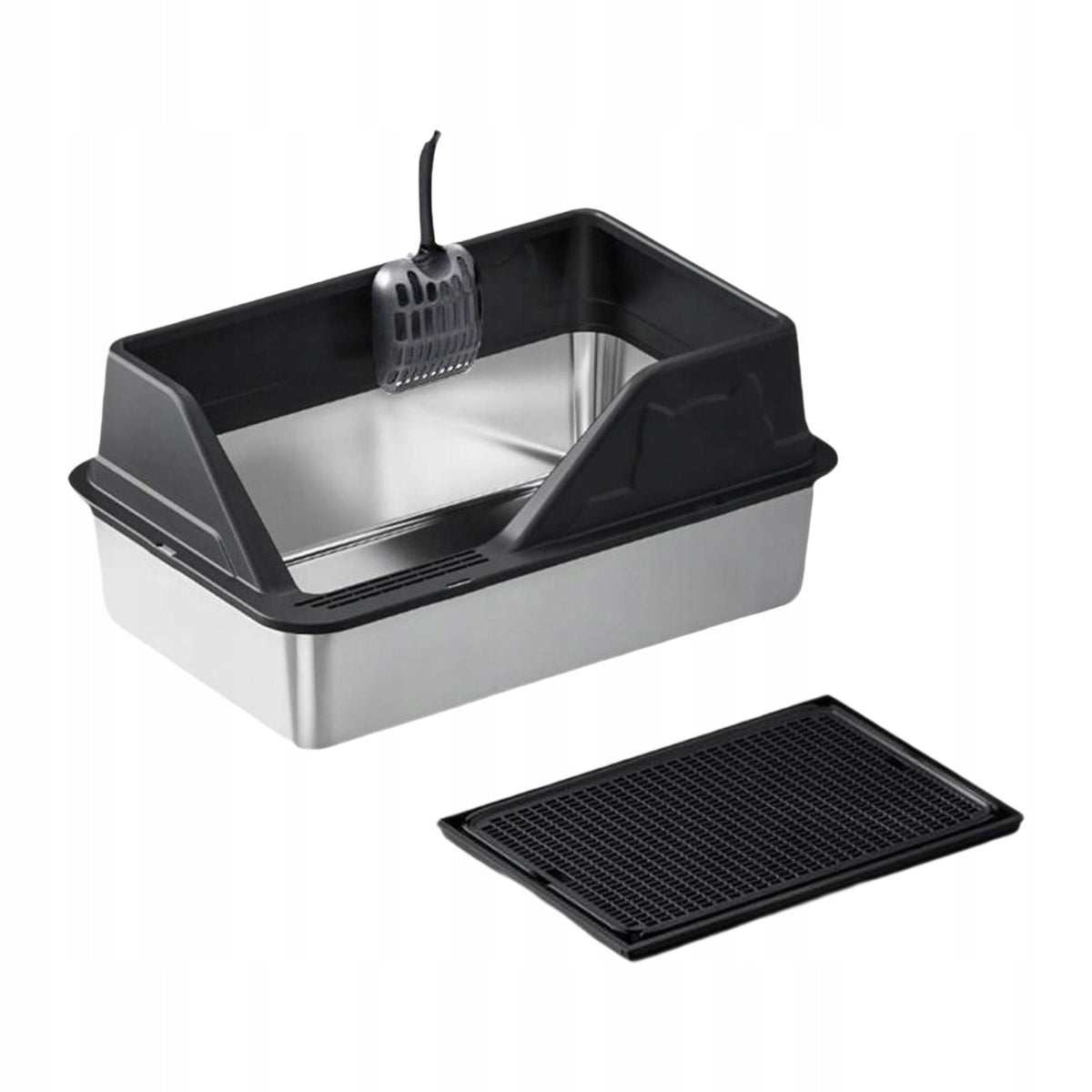 Cat Litter Tray with High Sided Portable Heightened Fence Anti Leak Black