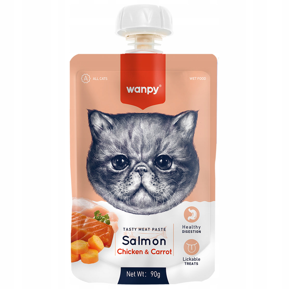 Cat Paste WANPY Meat Paste Cream Mousse Salmon Chicken Carrot 90g Manufacturer code RAC-40