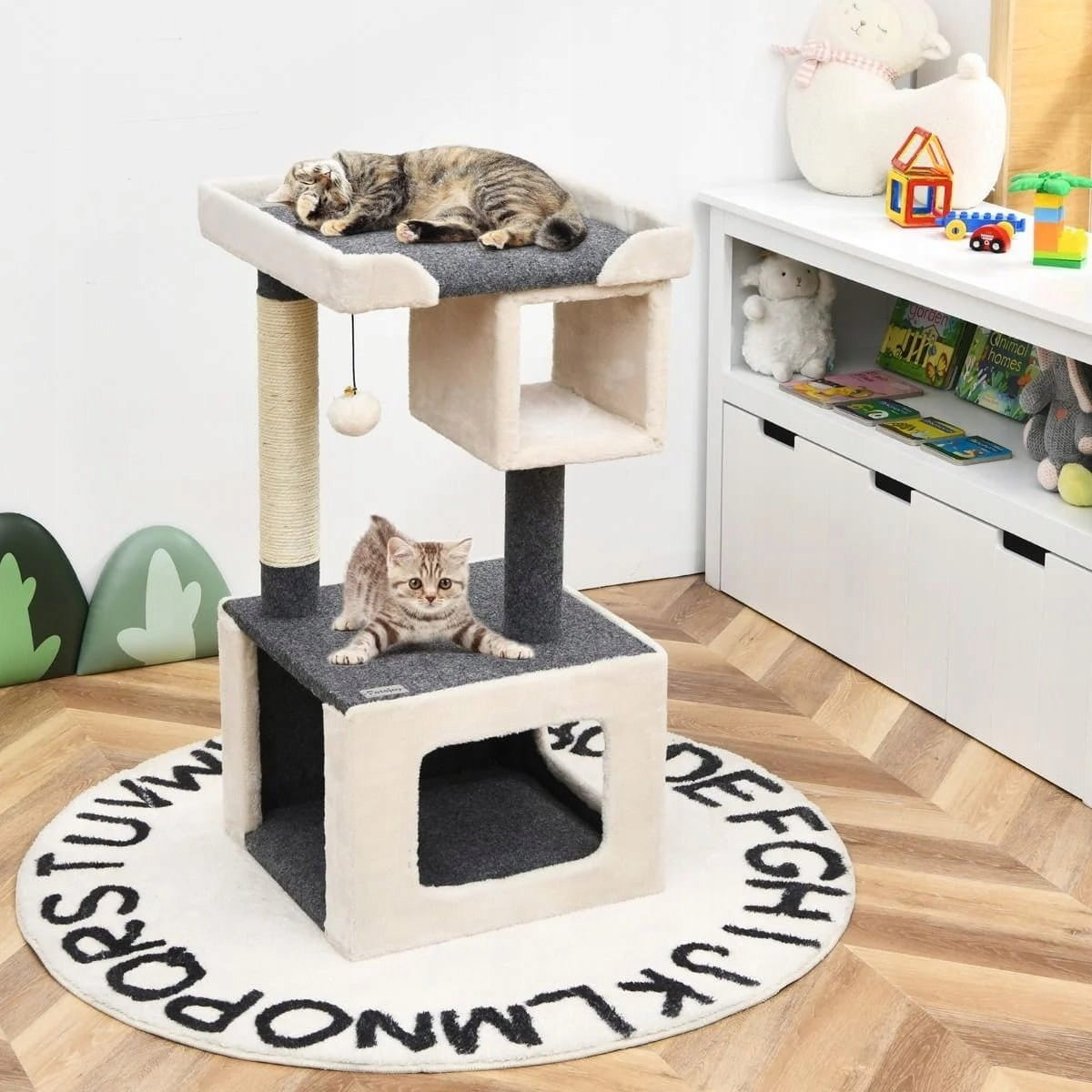 Cat Scratcher 2-Tier Tower Cat House Bed 42 x 42 x 80 cm Color brown