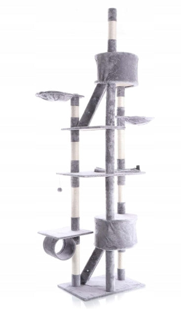 Cat Scratcher 260 cm Grey – Tower with Hammocks and Cottages, Ceiling Height (cm) higher than 220 cm