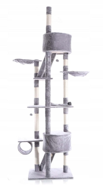 Cat Scratcher 260 cm Grey – Tower with Hammocks and Cottages, Ceiling Kind tall scratching post bed scratching post scratching tower