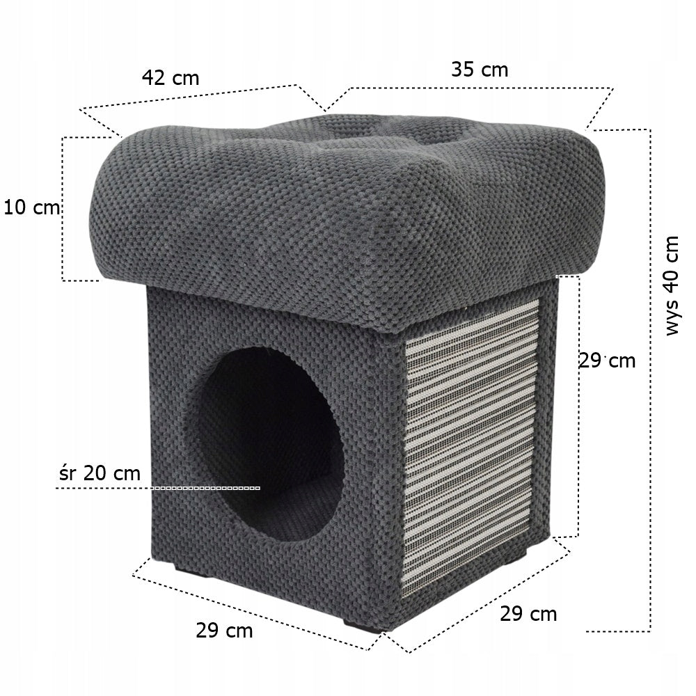 Cat Scratcher 3in1 Makspol Cottage Pouf Storage Seat Mat! Beige Height (cm) up to 60 cm