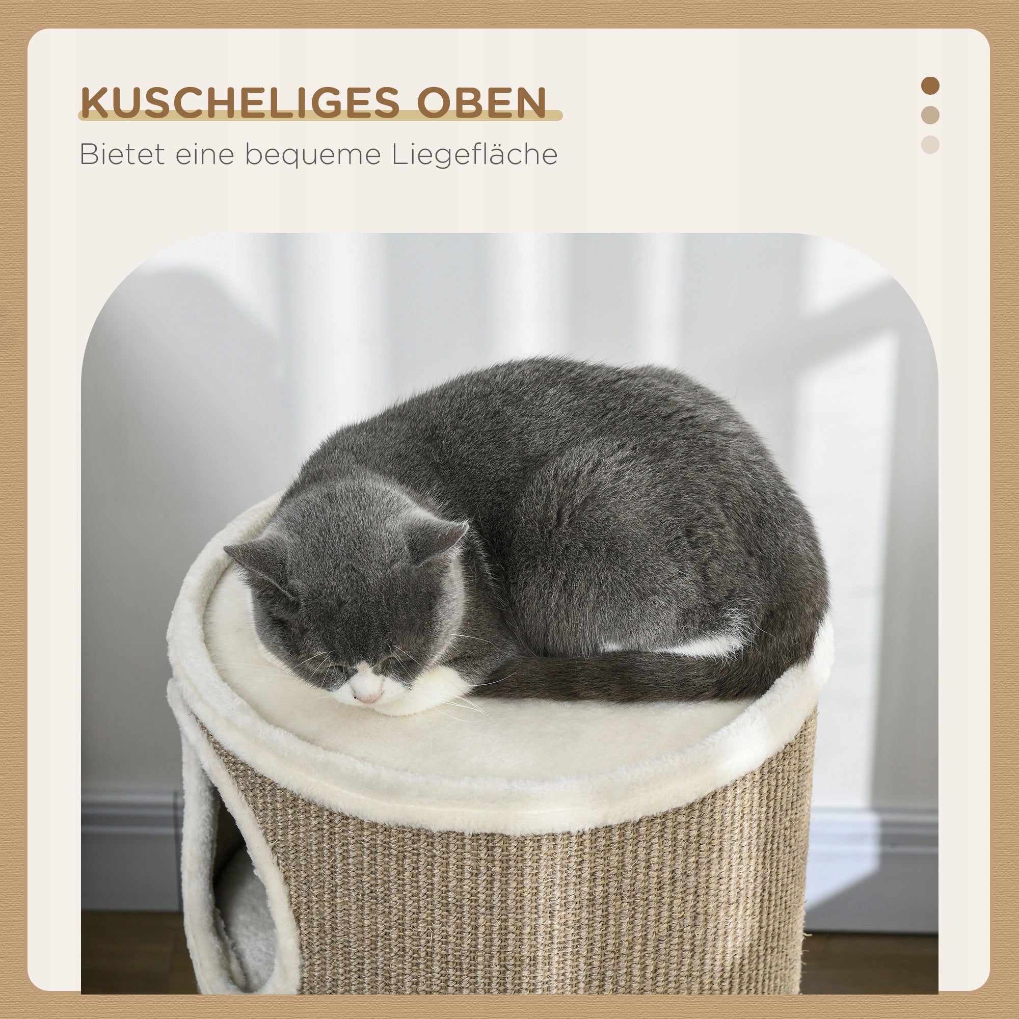 Cat Scratcher 80cm Post Tuba Tower Bed 3 Hideouts Caves Beige Number of levels 3