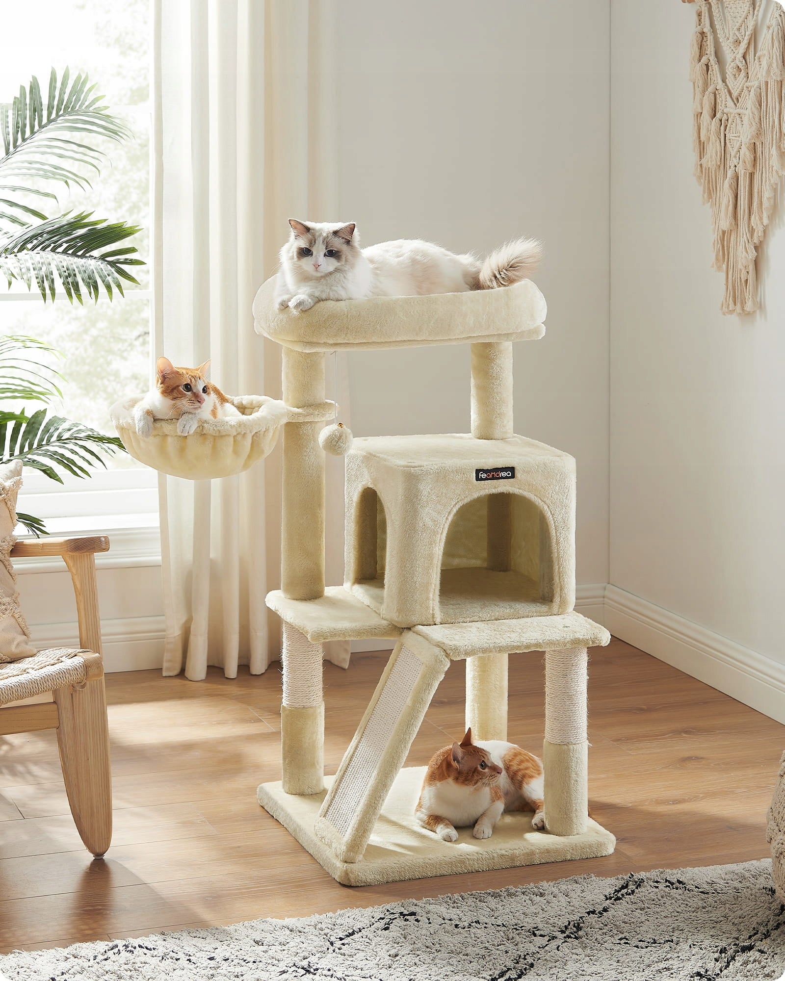 Cat Scratcher 96 cm Beige Bed Cottage Tower Sizal 2 Levels Manufacturer code PCT51M