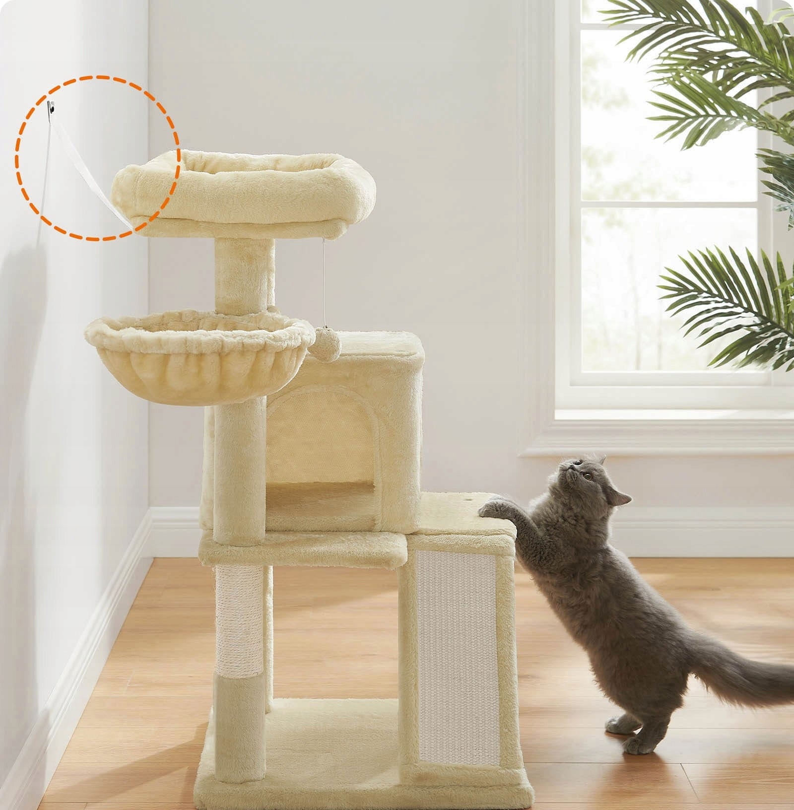 Cat Scratcher 96 cm Beige Bed Cottage Tower Sizal 2 Levels Number of levels 2