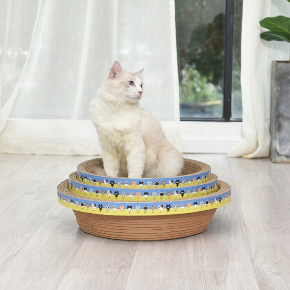 Cat Scratcher Bed Cardboard Round ECO Natural L 40.5X10CM