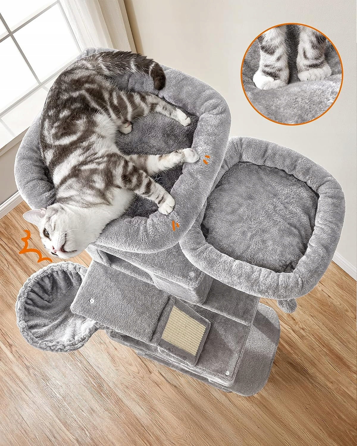 Cat Scratcher Bed Cottage Post with Toys Height (cm) 161 - 220 cm