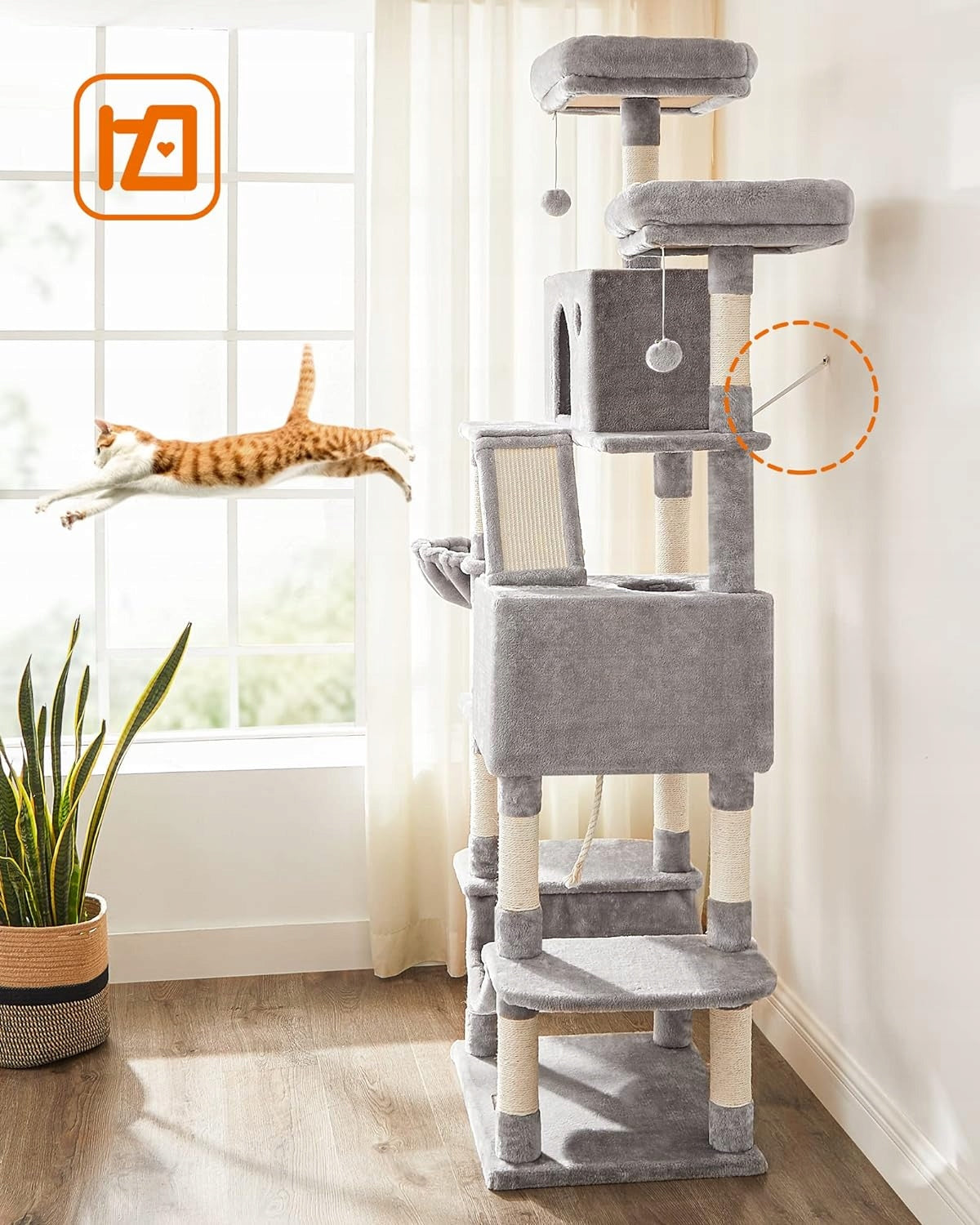 Cat Scratcher Bed Cottage Post with Toys Kind tall scratching post bed scratching post scratching tower