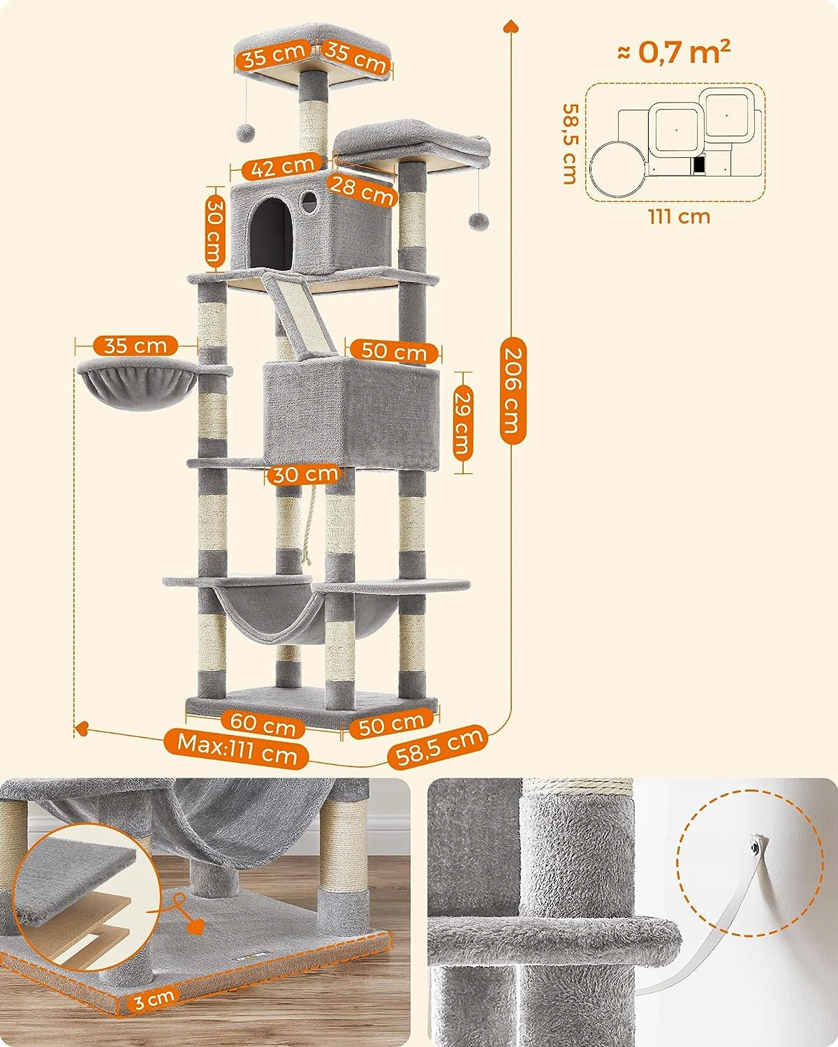 Cat Scratcher Bed Cottage Post with Toys Manufacturer code 2206