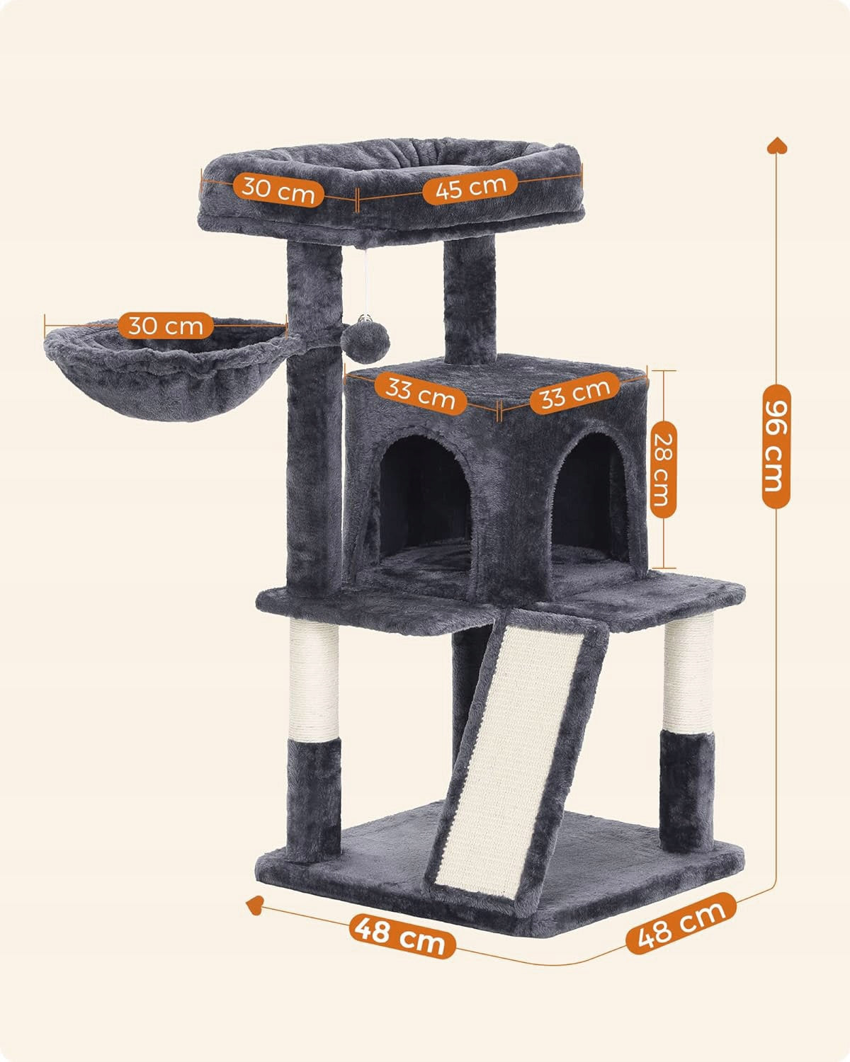 Cat Scratcher Bed Cottage Post with Toys Rope Sizal 3 Levels Manufacturer code 2209