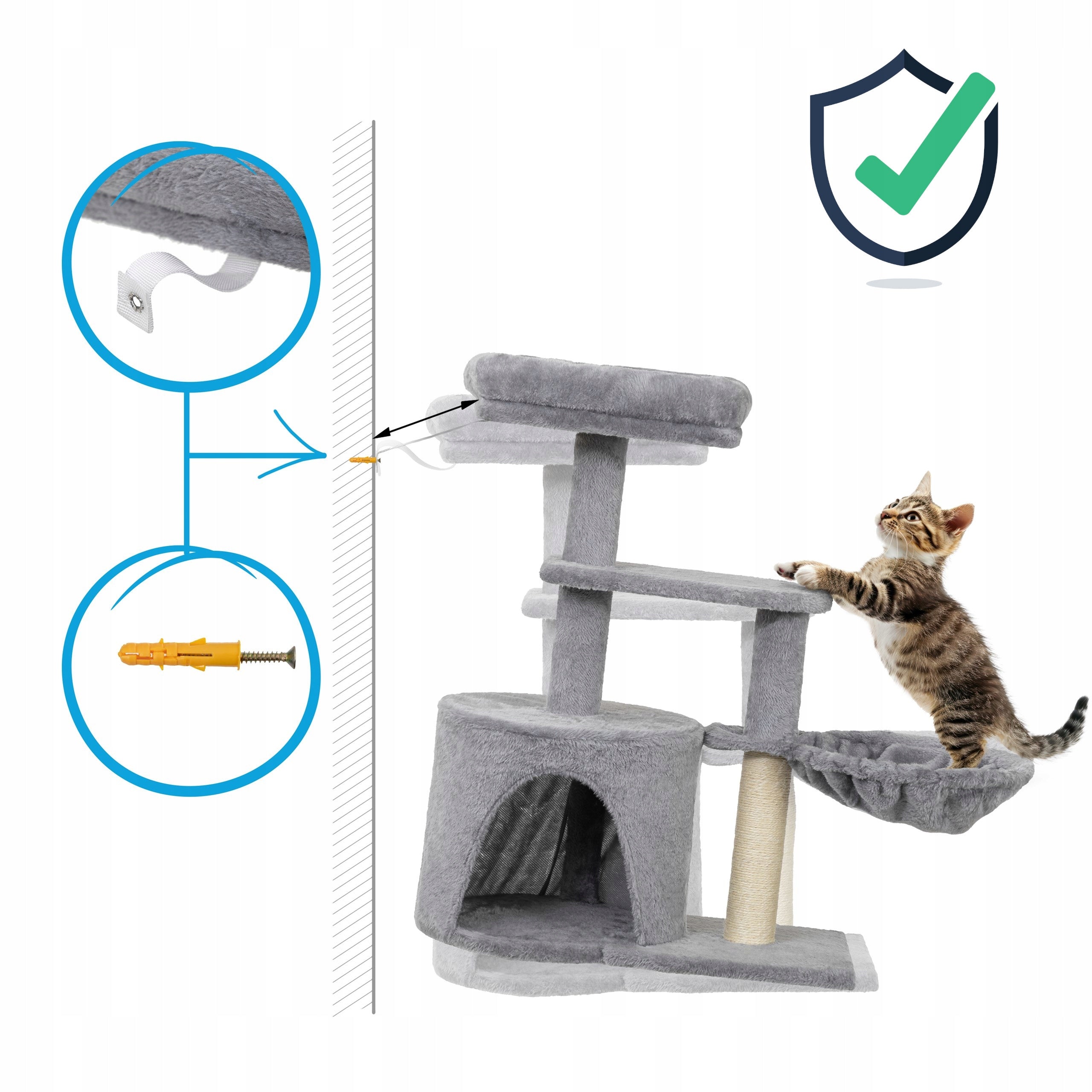 Cat Scratcher Cat Tower with Bedhouse Hammock House H 69 cm Manufacturer code DDRSZA1