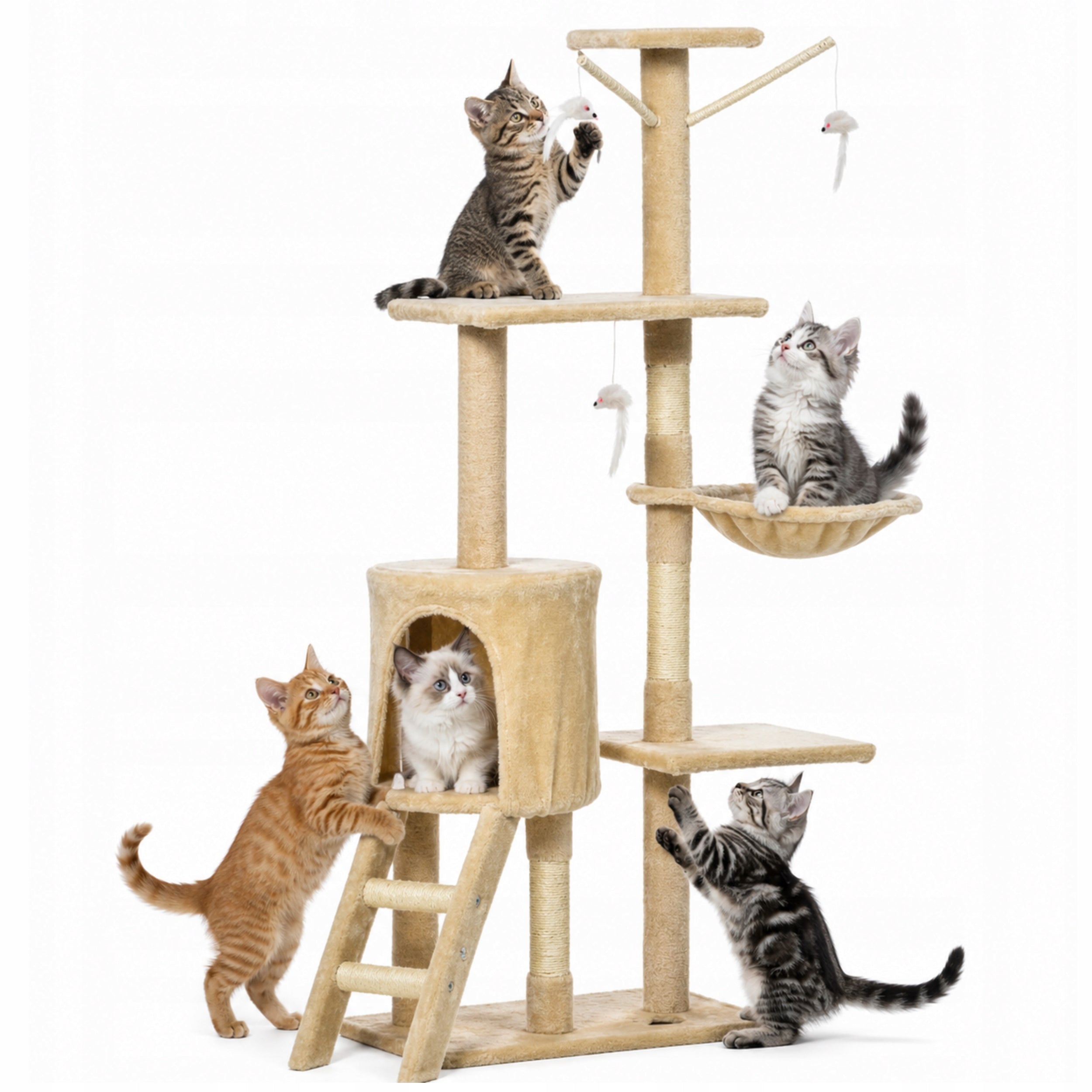 Cat Scratcher Fishing Rod Tower Booth Bed Post for Scratching 138cm MT05 Packaging status original