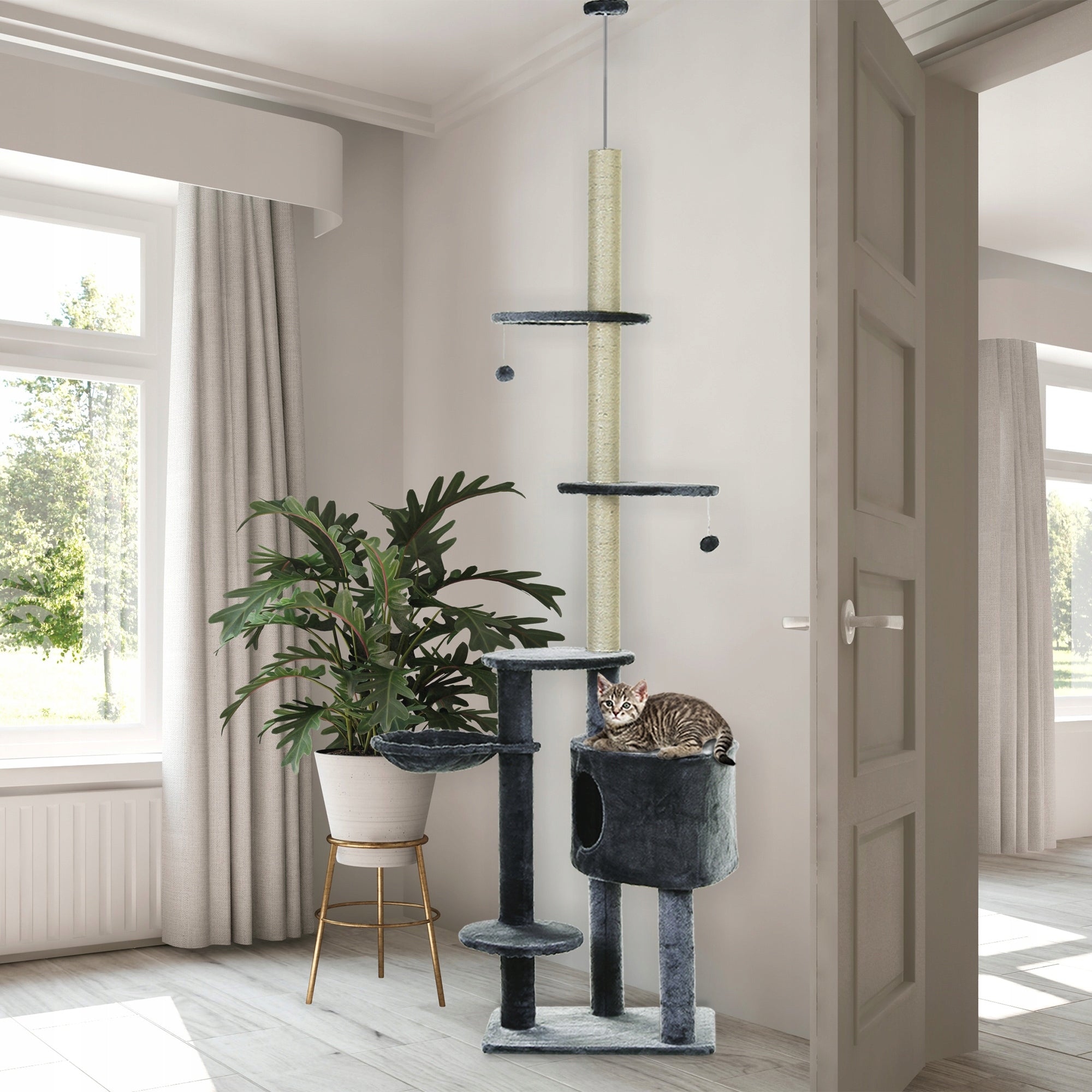 Cat Scratcher Large High Adjustable Ceiling Post Tower 240-260 cm EAN (GTIN) 4250871287062