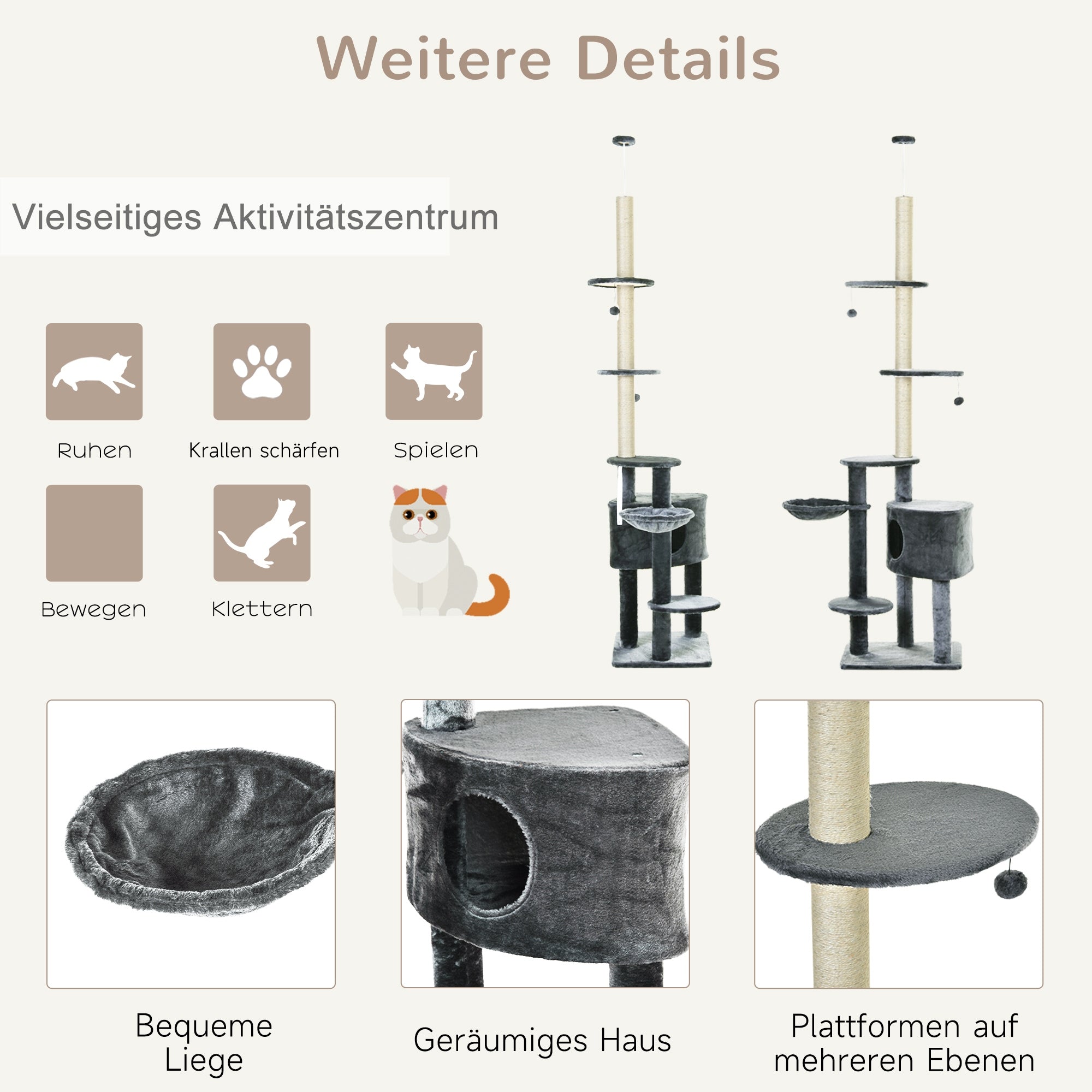 Cat Scratcher Large High Adjustable Ceiling Post Tower 240-260 cm Manufacturer code D30-275