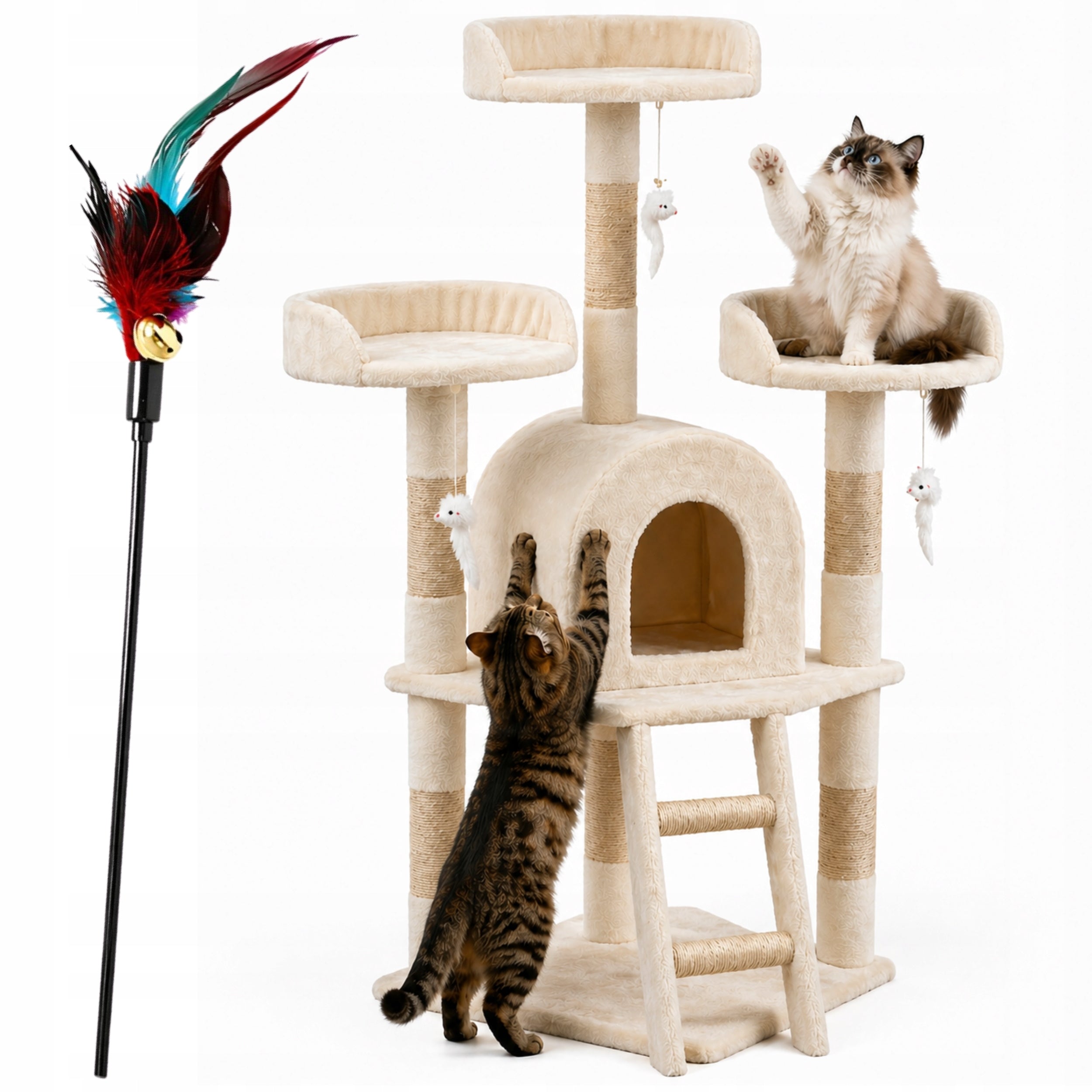 Cat Scratcher Large High Tower Fishing Rod Bed Cottage Post Toy D120