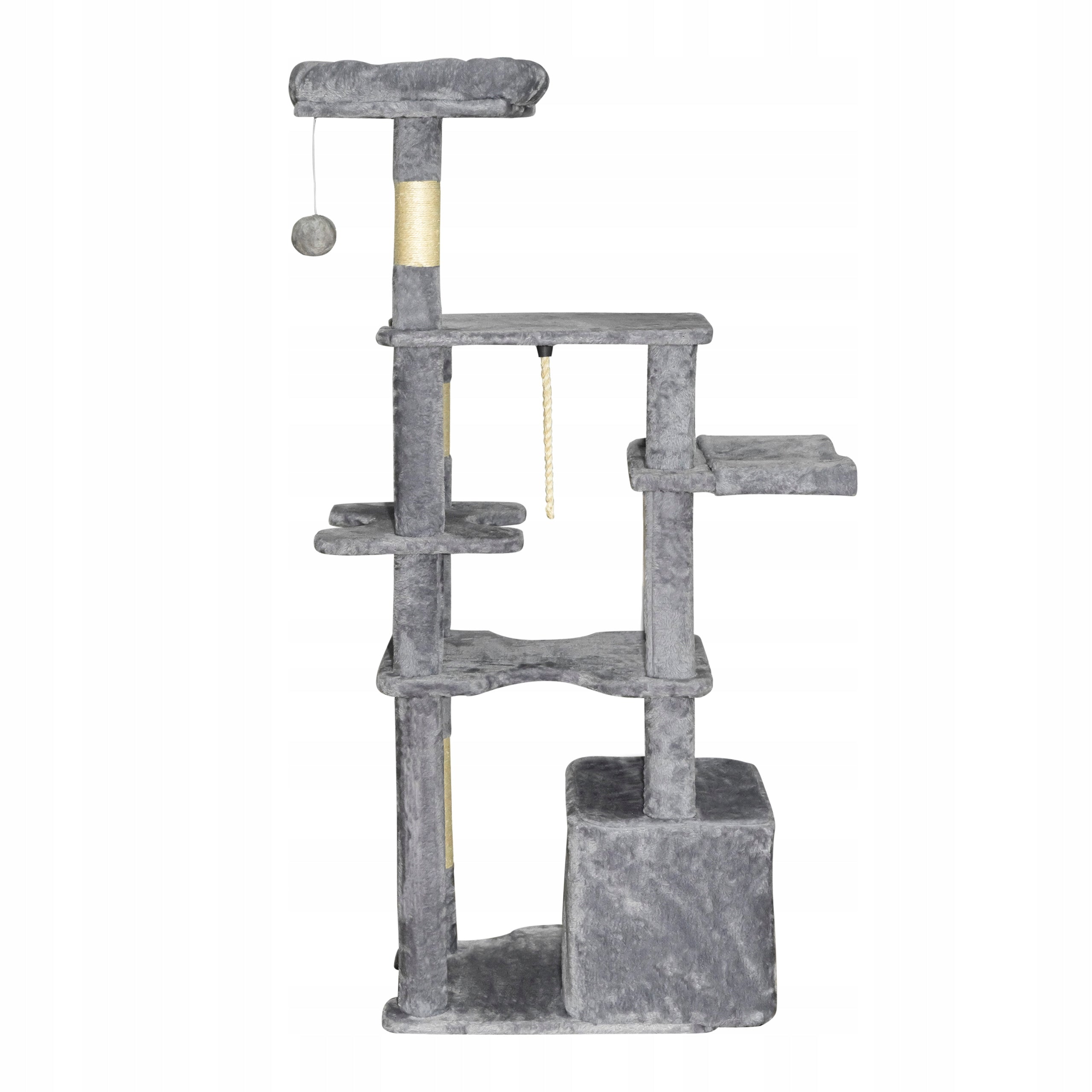 Cat Scratcher Large XXL "Domi" 145cm 7 Levels Grey Tower Bed House Height (cm) 101 - 160 cm