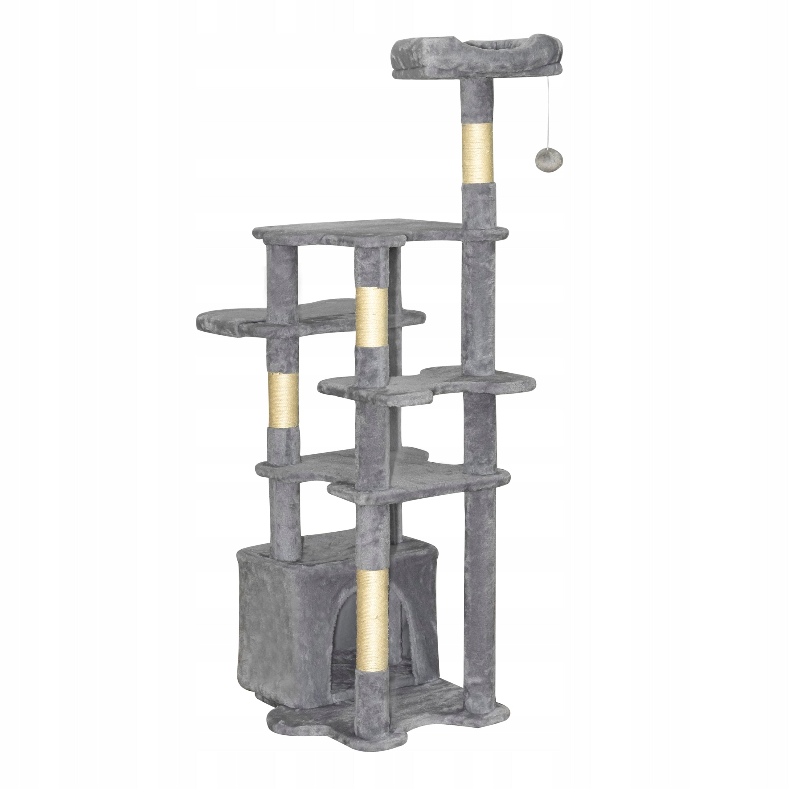 Cat Scratcher Large XXL "Domi" 145cm 7 Levels Grey Tower Bed House Manufacturer code DRA043