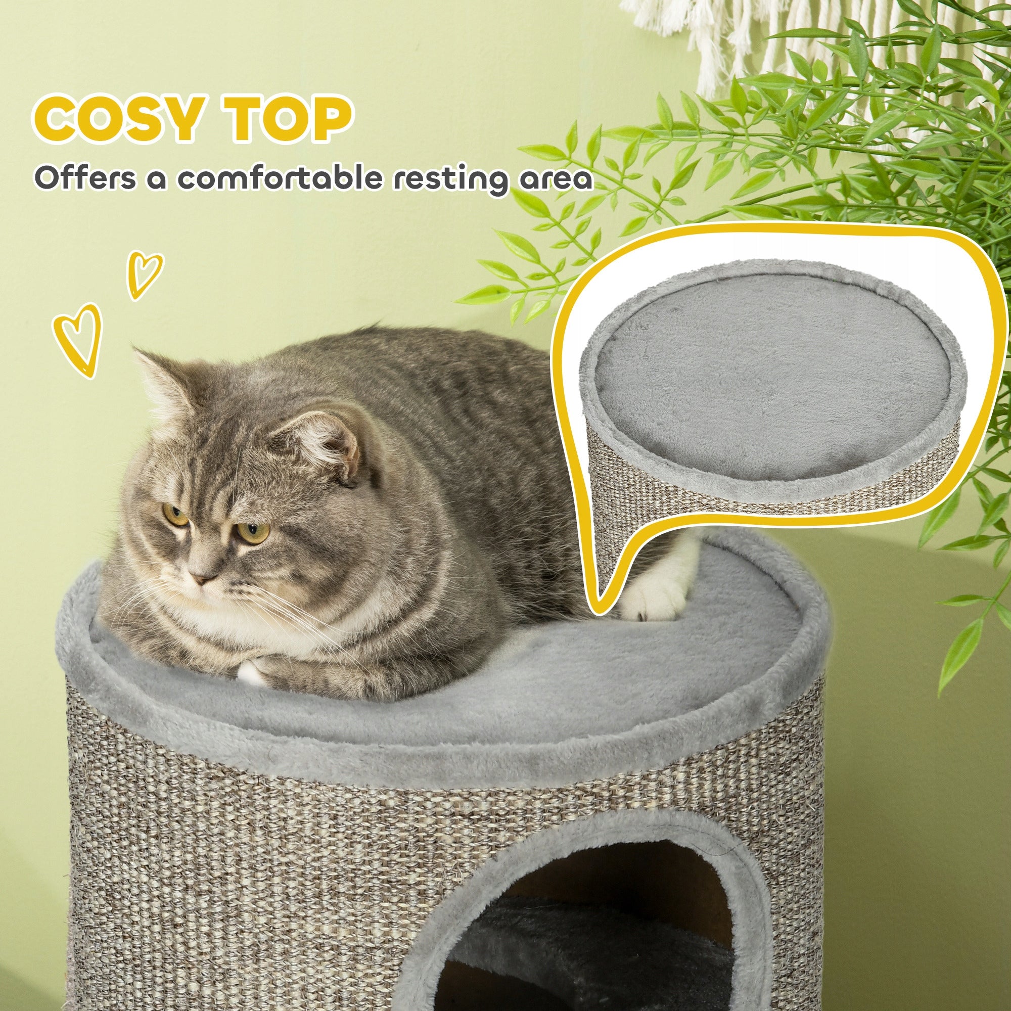 Cat Scratcher Post Tower Tube Bed and Hideout with Sizalem 70cm Number of levels 3