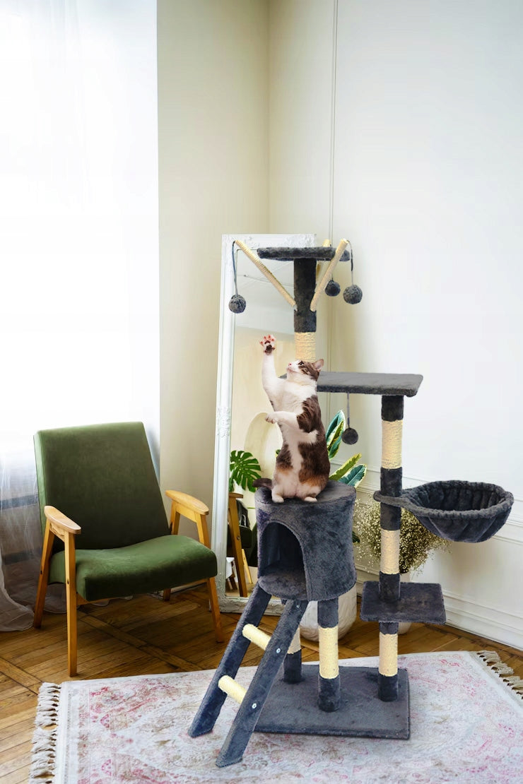 Cat Scratcher Tower Bed Cottage Booth 6 Pos. Toy Drawstring Ladder Kind tall scratching post scratching tower