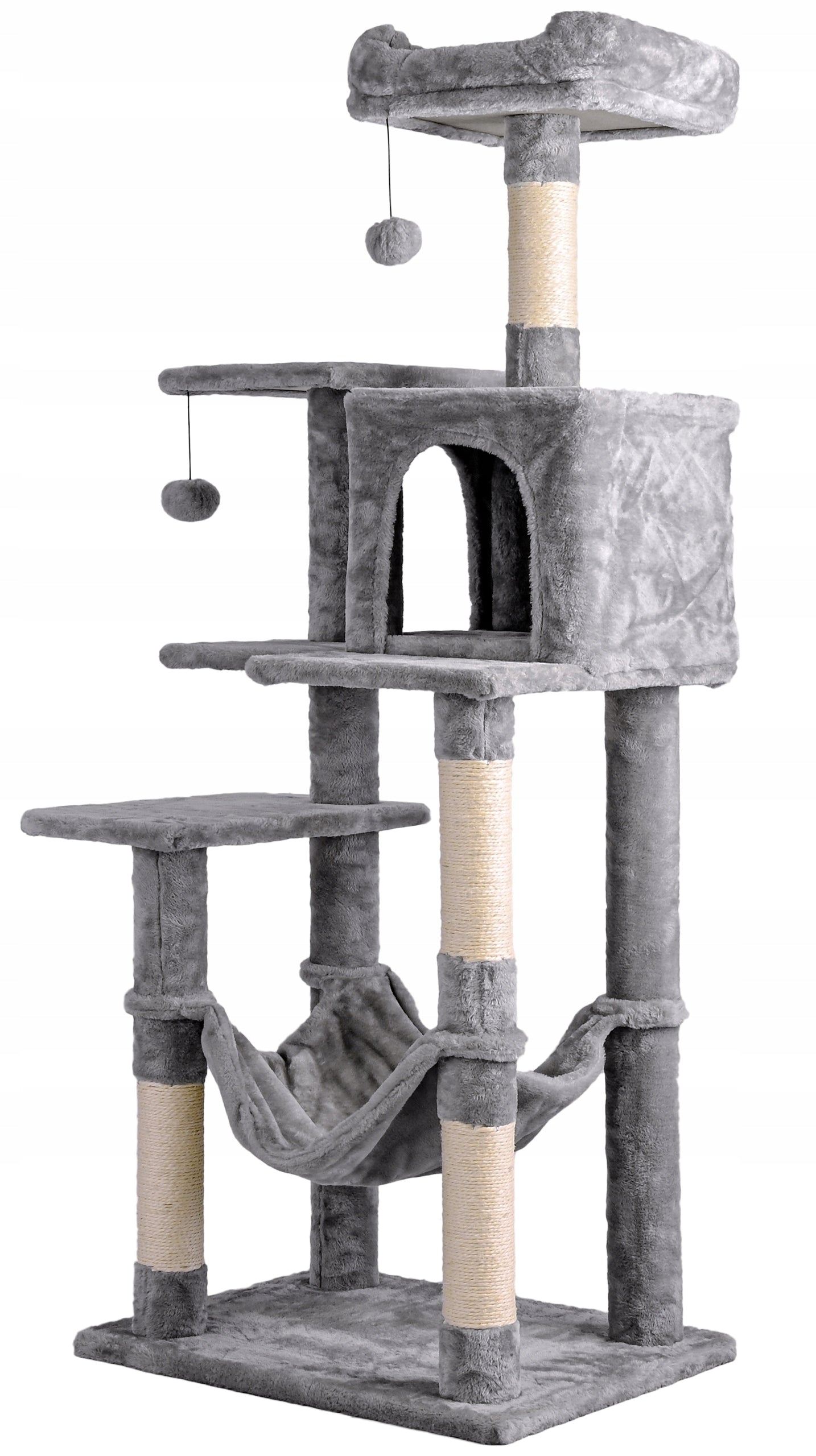 Cat Scratcher Tower Bed House Booth 7 Pos. Toy Drawstring Hammock