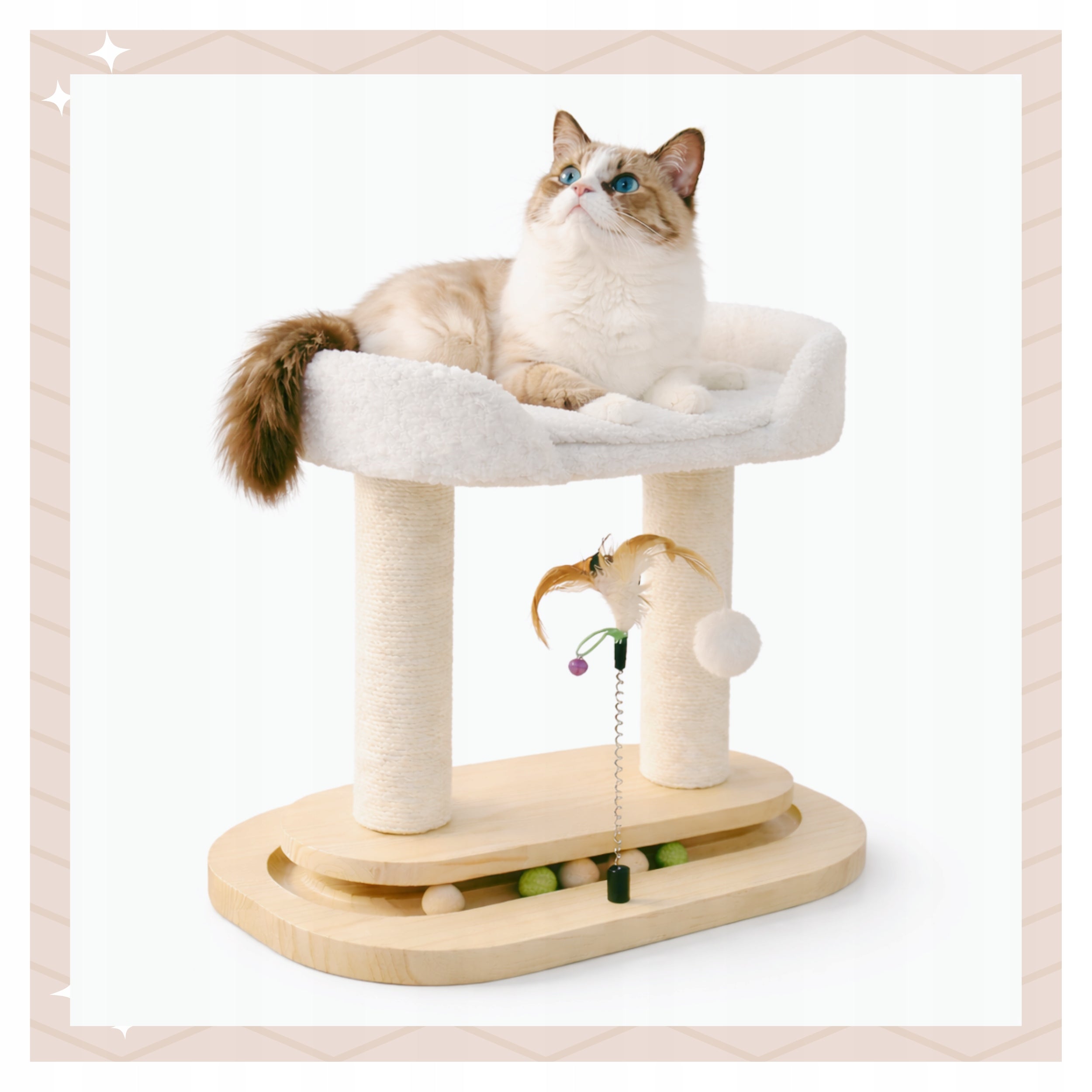 Cat Scratcher Tower Fishing Rod Post Bed Toy Ball ST-6 Trade name Legowisko Drapak Zabawka dla Kota