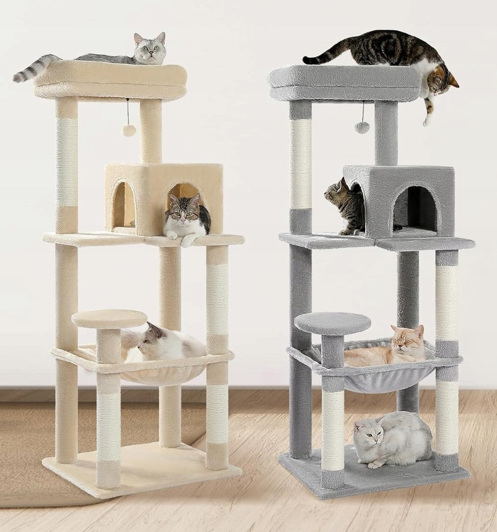 Cat Scratcher Tree Bed Cottage 143cm Beige High Soft Stable Kind tall scratching post bed scratching post scratching tower