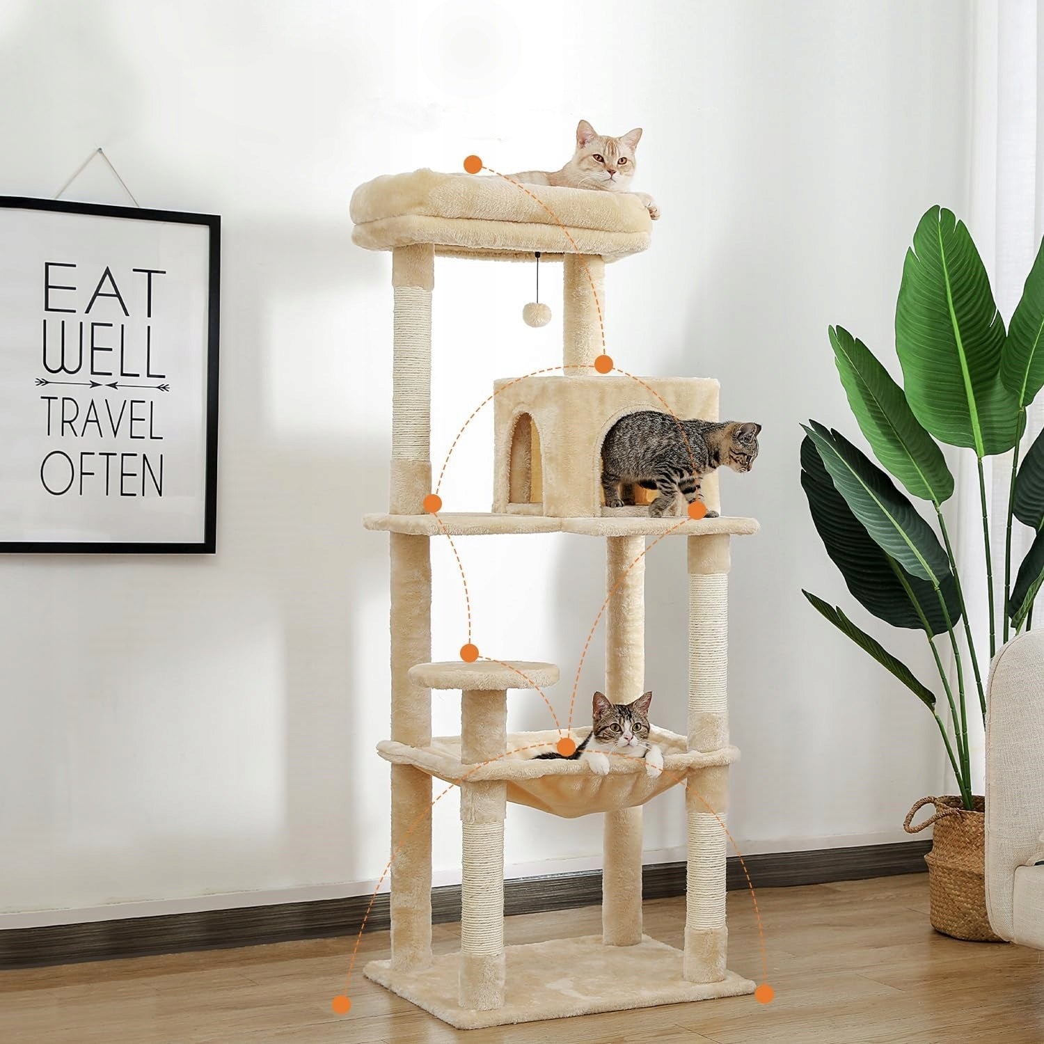 Cat Scratcher Tree Bed Cottage 143cm Beige High Soft Stable Packaging status original