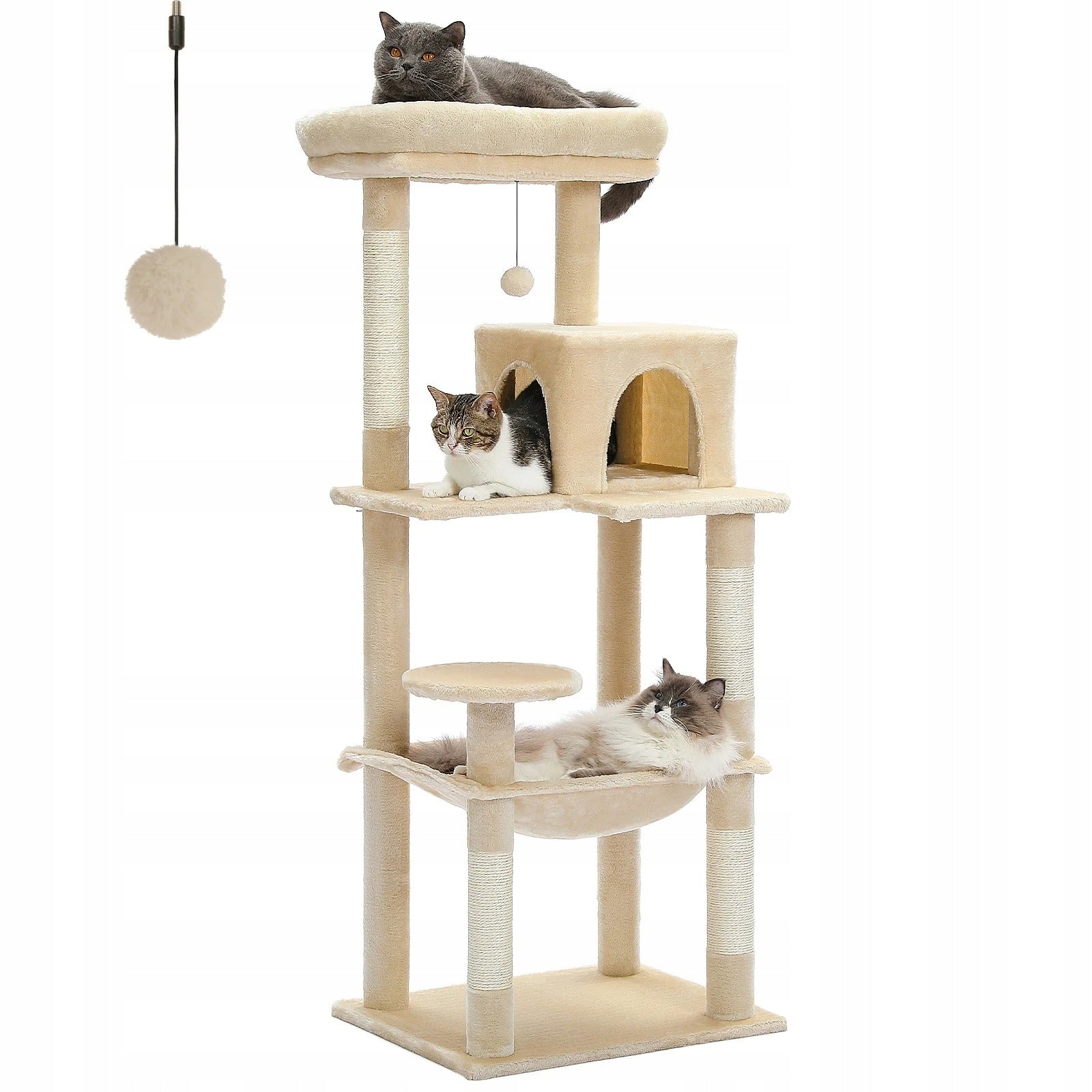 Cat Scratcher Tree Bed Cottage 143cm Beige High Soft Stable