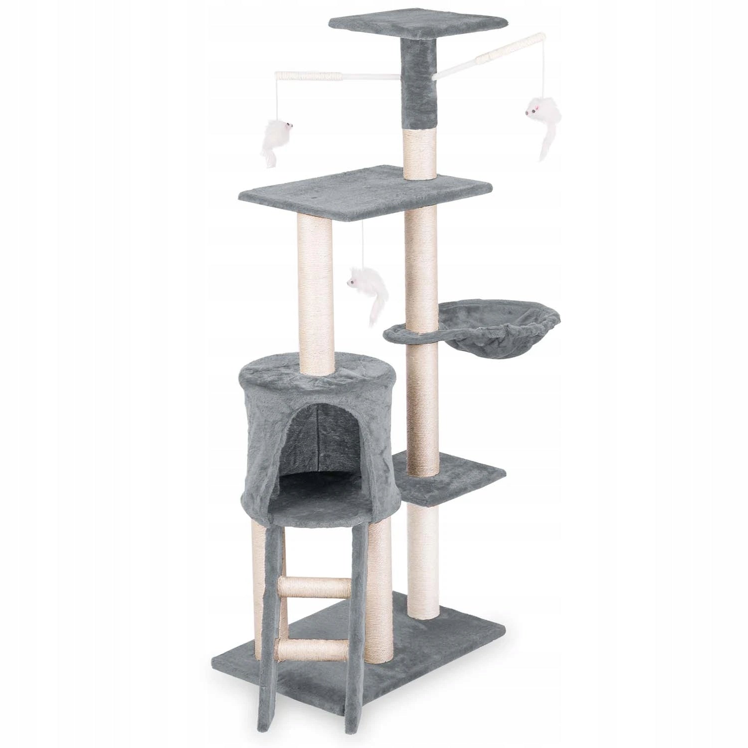 Cat Scratcher with Hammock, Booth and Toys – Multi-Level Playground Brand KUNERT