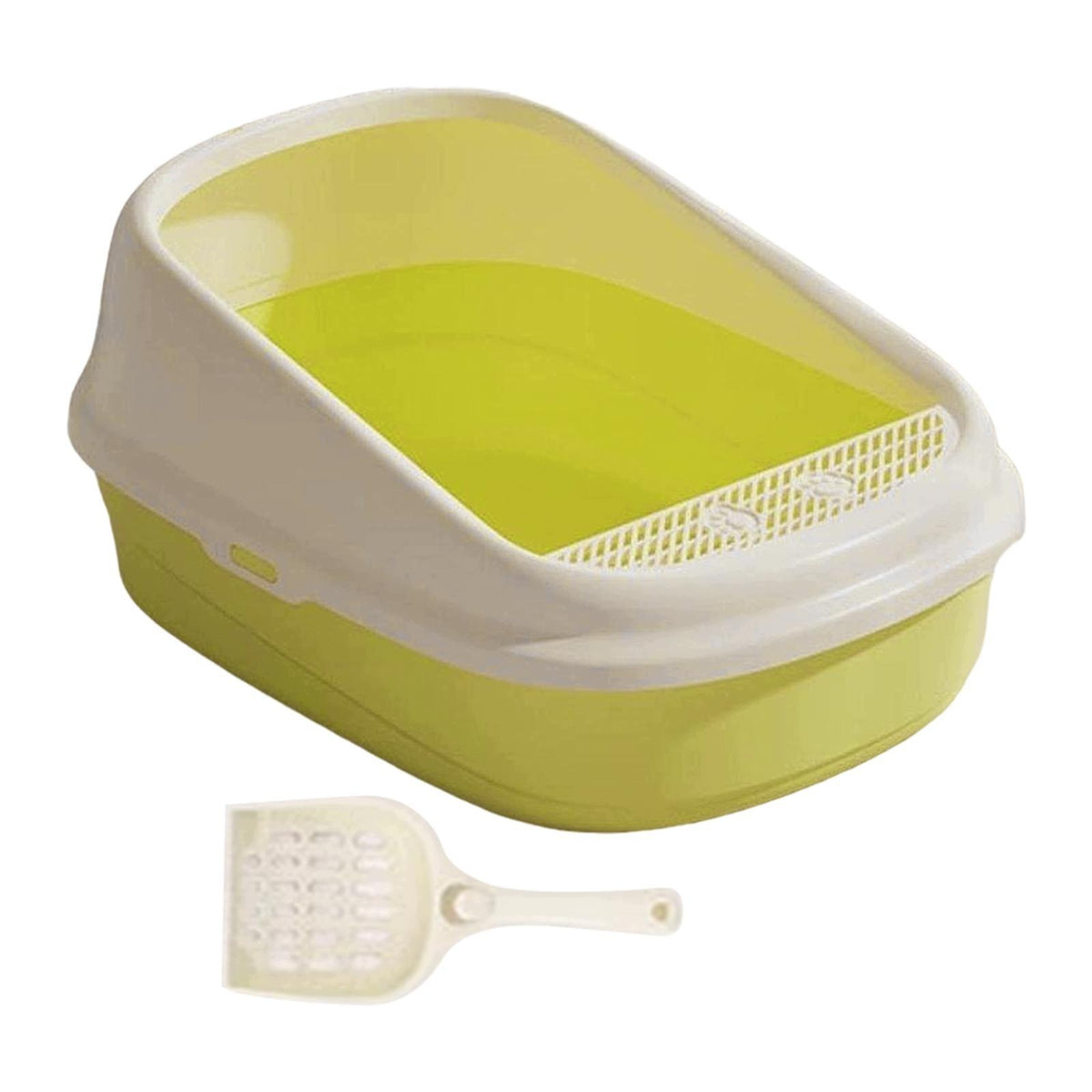 Cat Toilet Semi Closed Cat Litter Container Splashproof Easy Carry XL green
