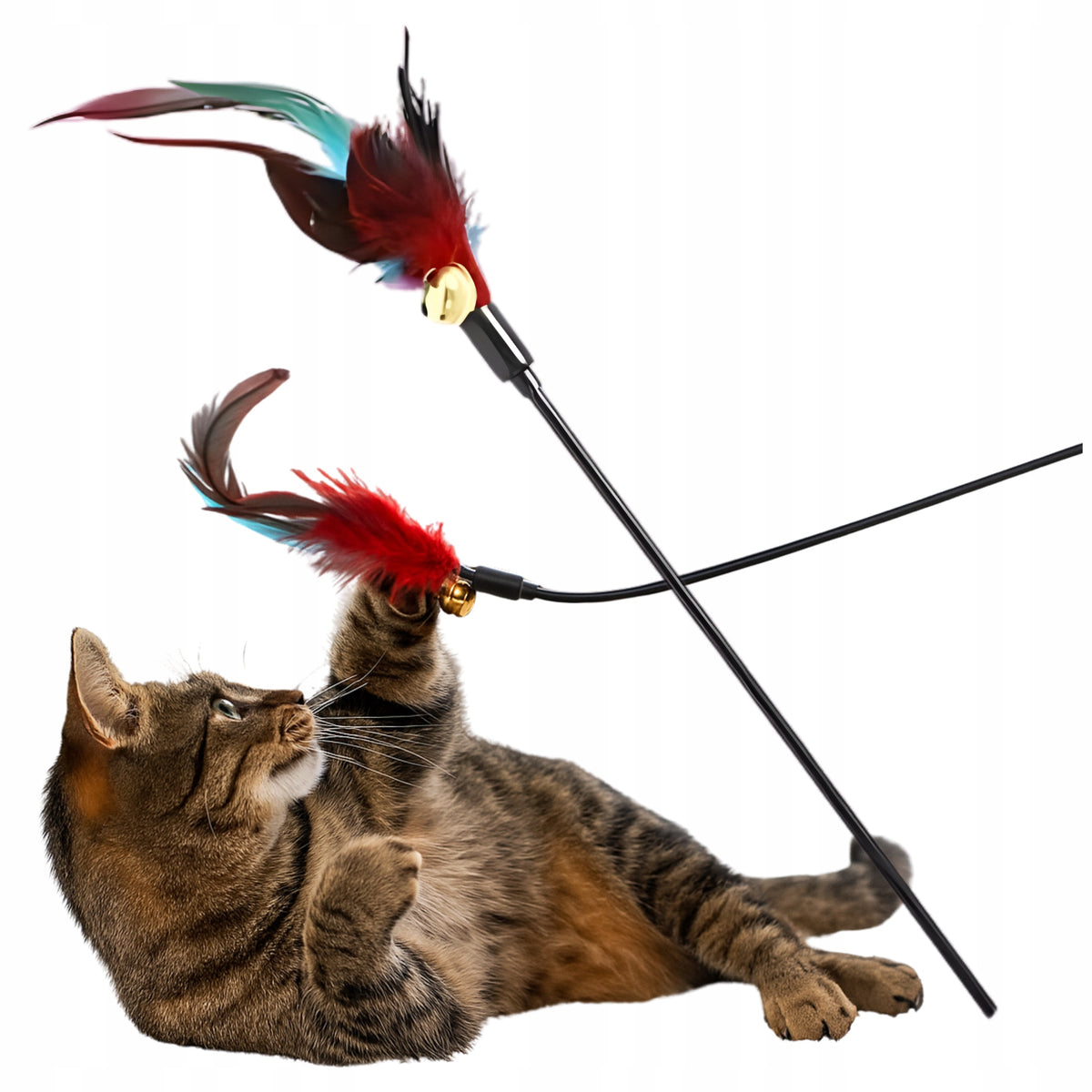 Cat Toy Fishing Rod with Feather Tinker Bell Long 52cm Fun 8