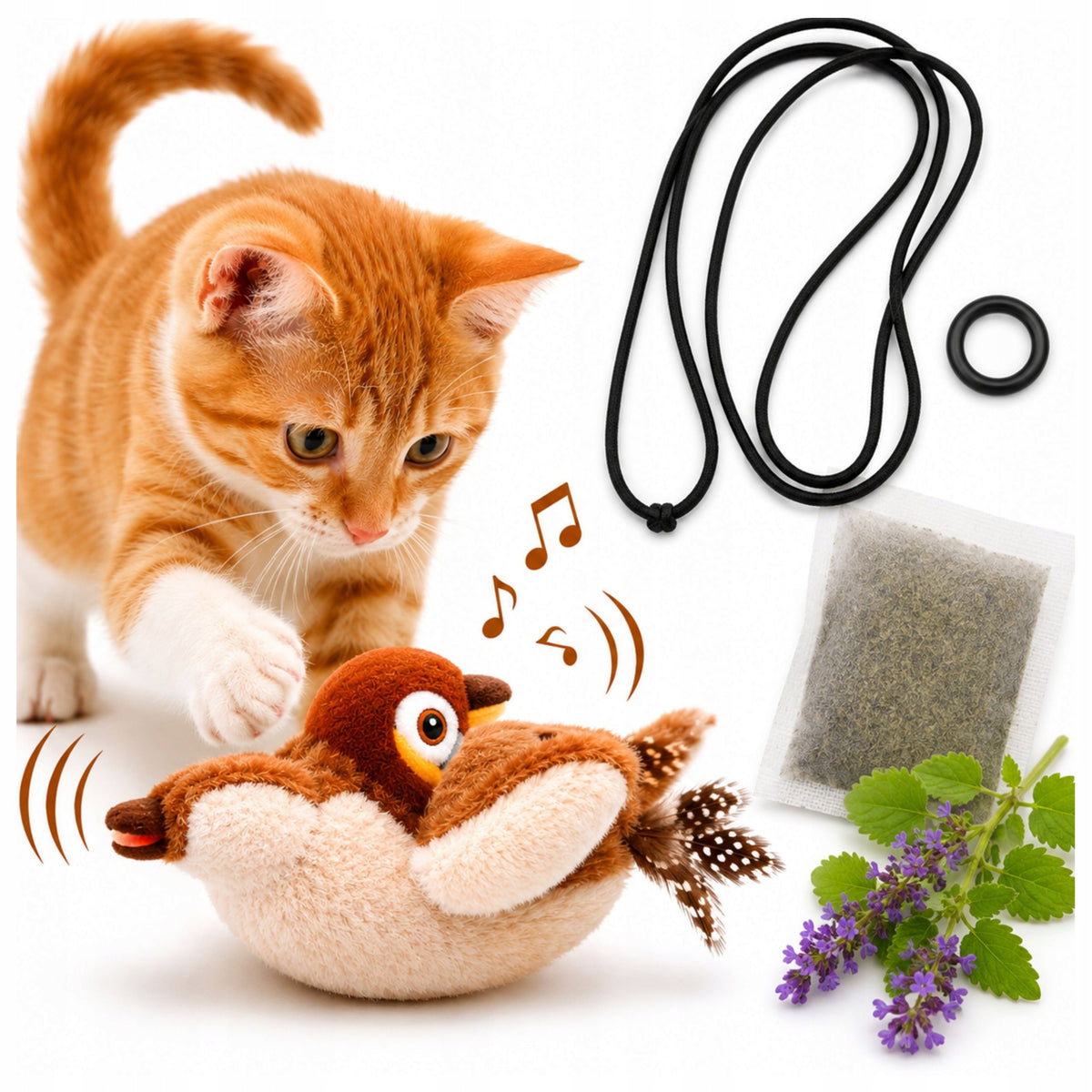 Cat Toy Flying Bird Waving with Sound Interactive USB