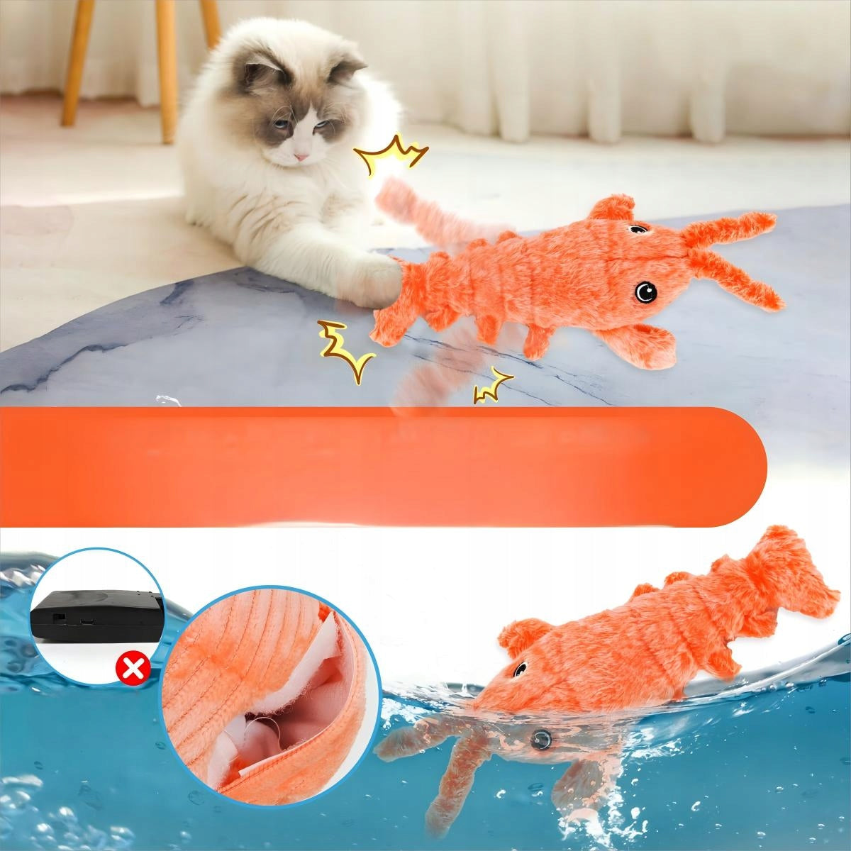 Cat Toy INTERACTIVE JUMPING Lobster XL for usb movable tail LOBSTER Packaging status original