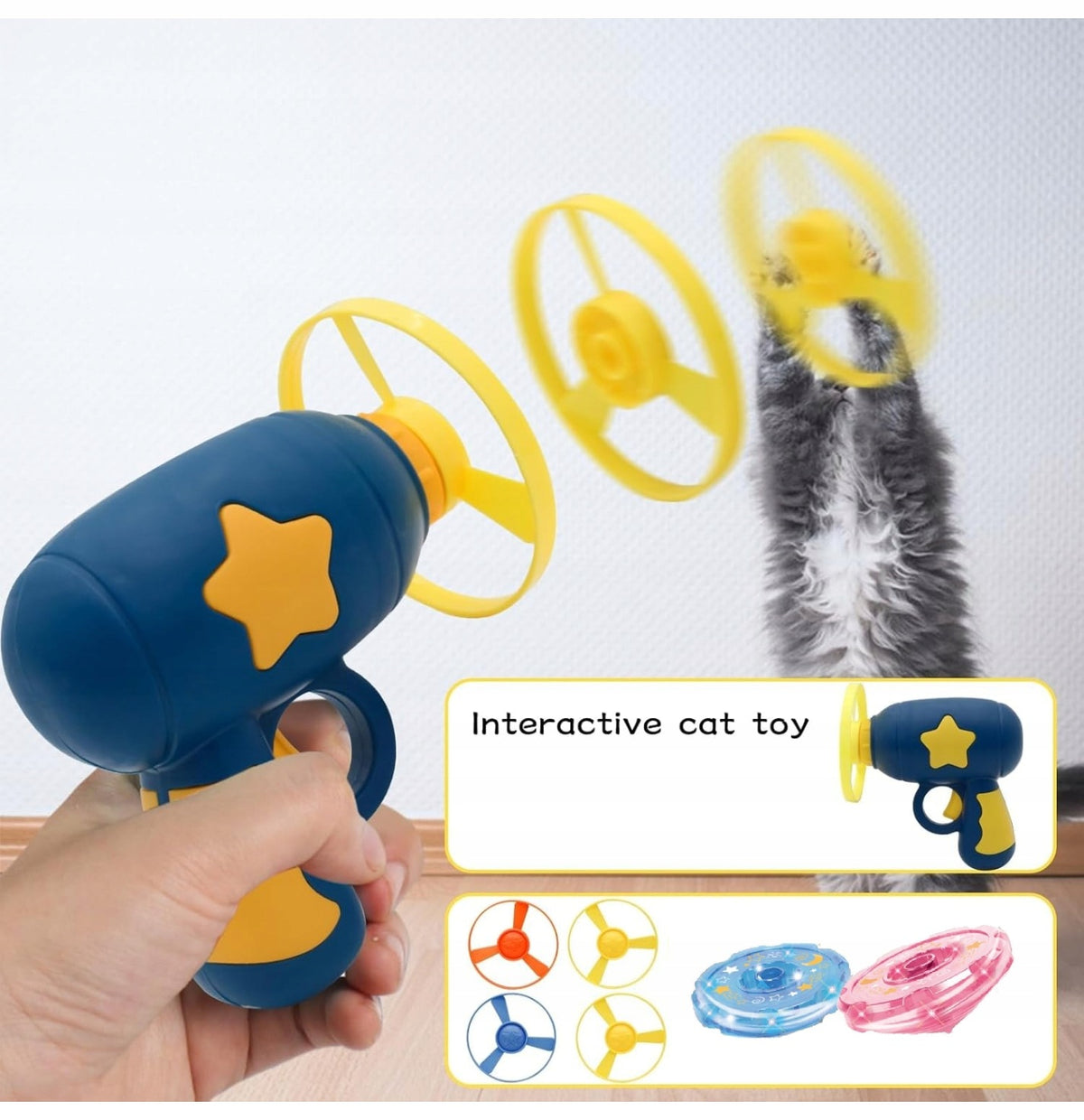 Cat Toy Interactive Cat Fetch Toy with 6 Flying Propellers for Indoor Cat Manufacturer code CAT7-HXB