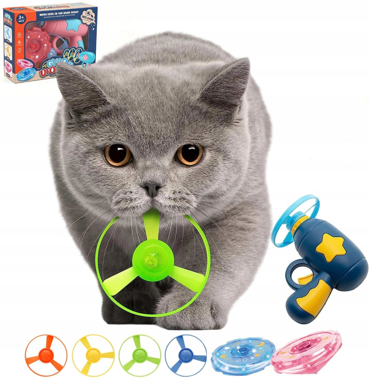 Cat Toy Interactive Cat Fetch Toy with 6 Flying Propellers for Indoor Cat