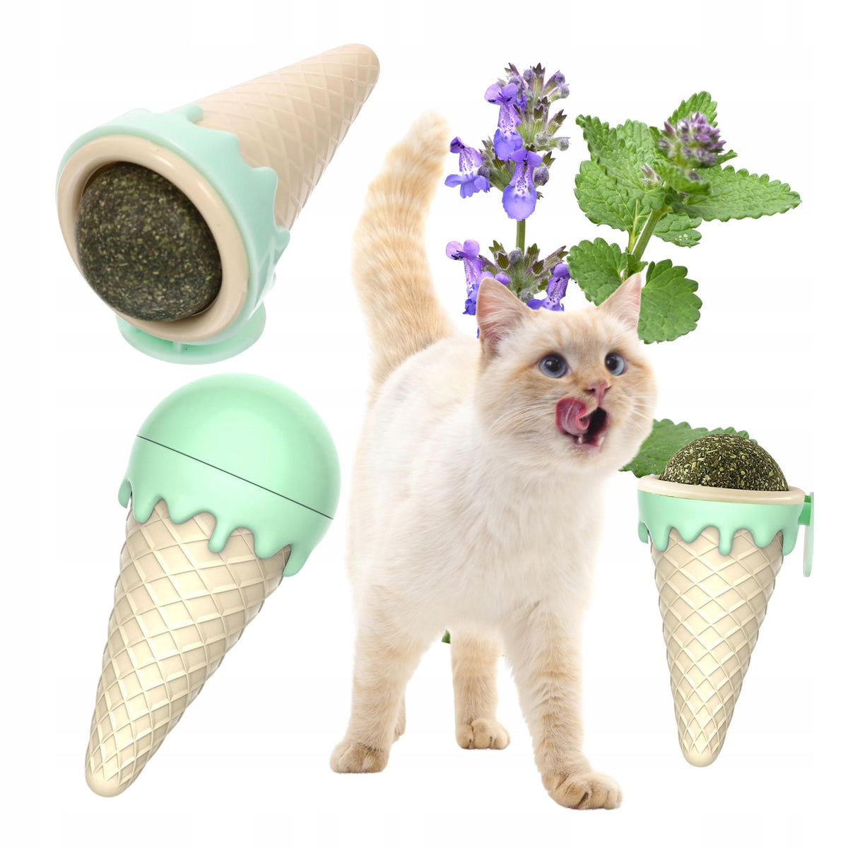 Cat Toy Interactive Catnip Rotating in Ball with Mint ICE