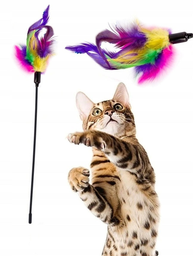 Cat Toy Stick With Feathers Fishing Rod Wand With Feathers Tinker Bell 40cm