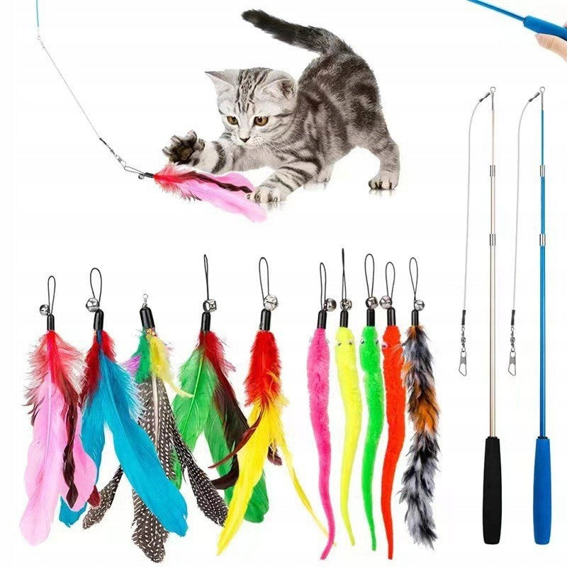 Cat Toys 12 Pack – Interactive Fishing Rods with Feather