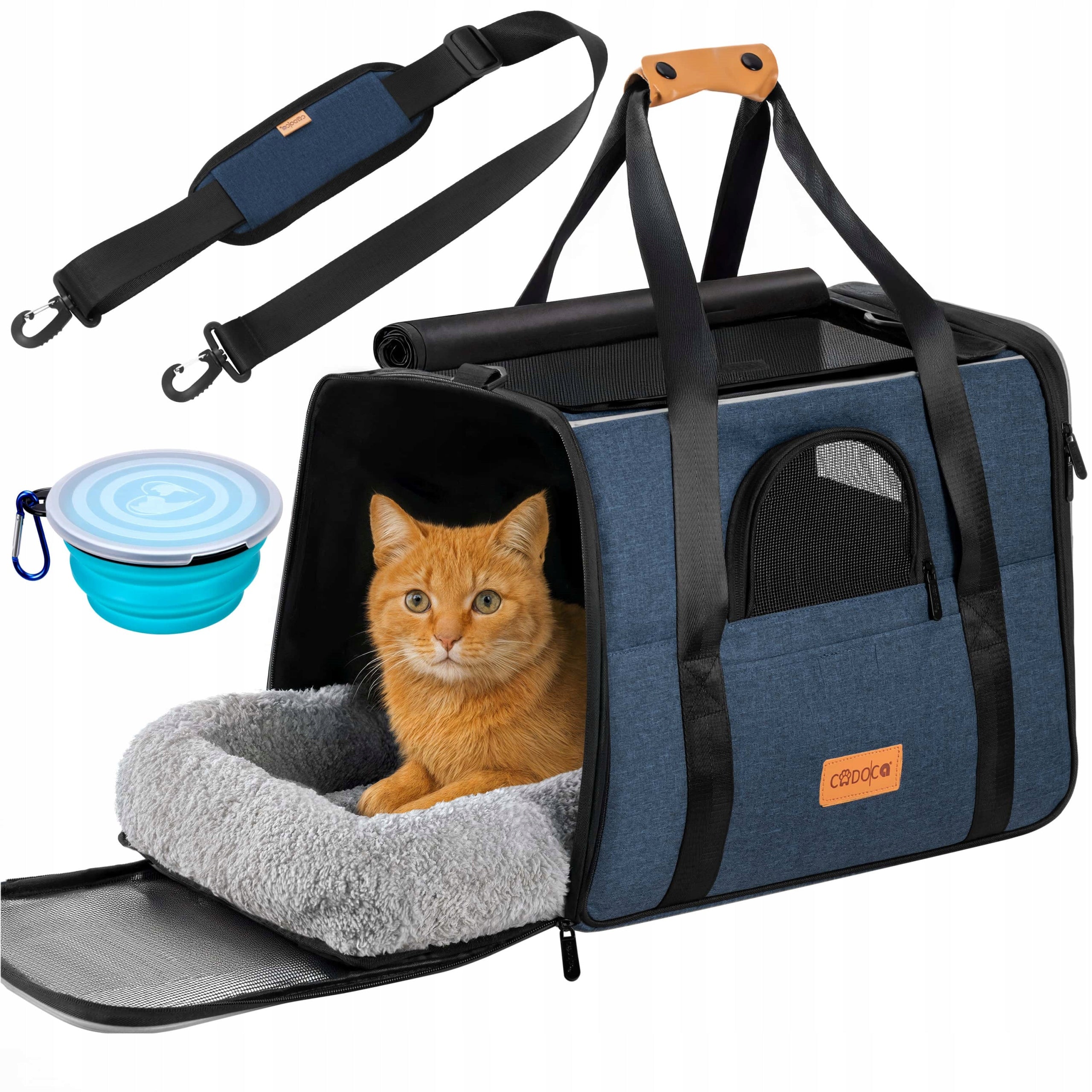 Cat Transporter Dog Rabbit Car Bag Folding Bowl Blue